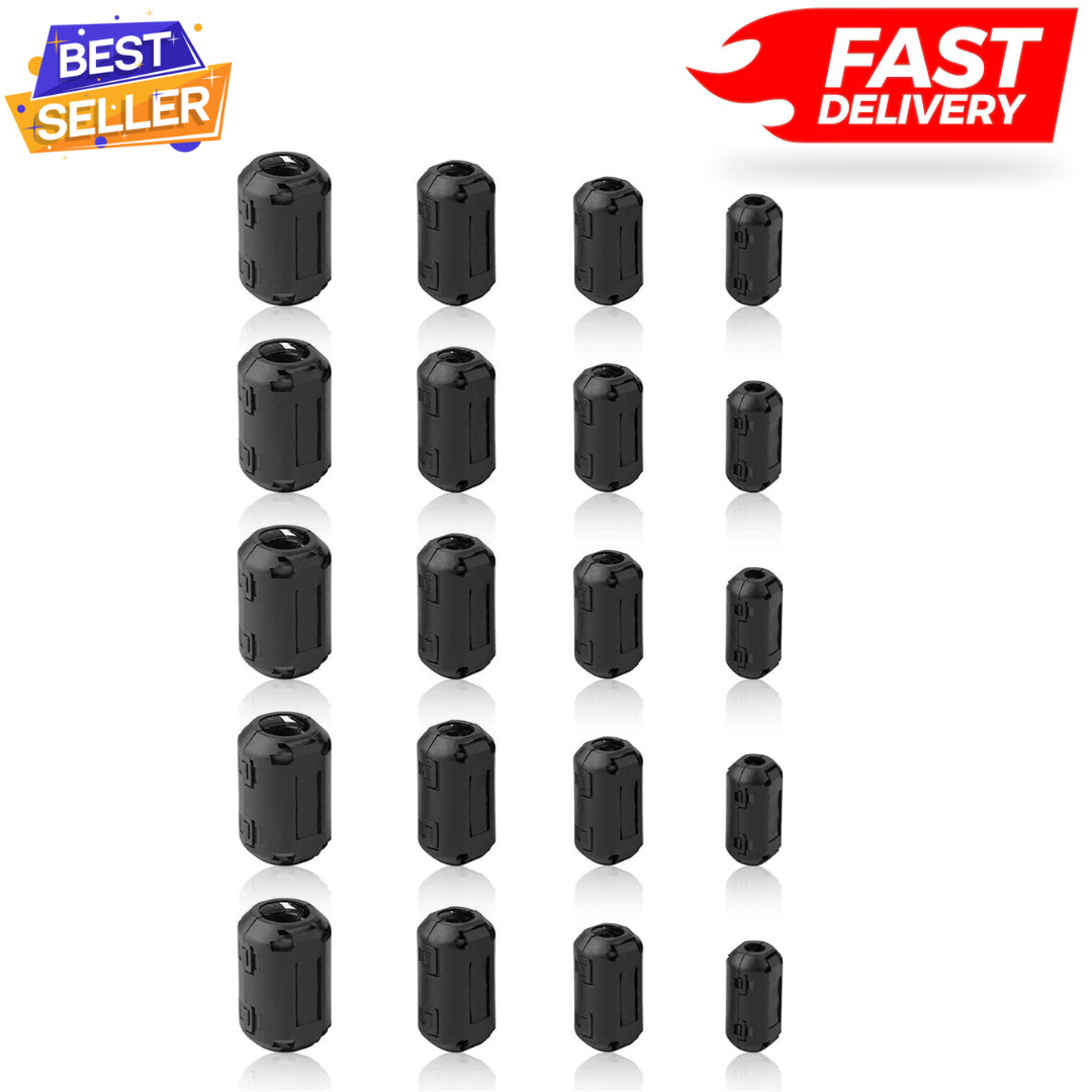 20 Pack Ferrite Chokes Bead Ring Core RFI EMI Noise Suppressor Filter Cable Clip