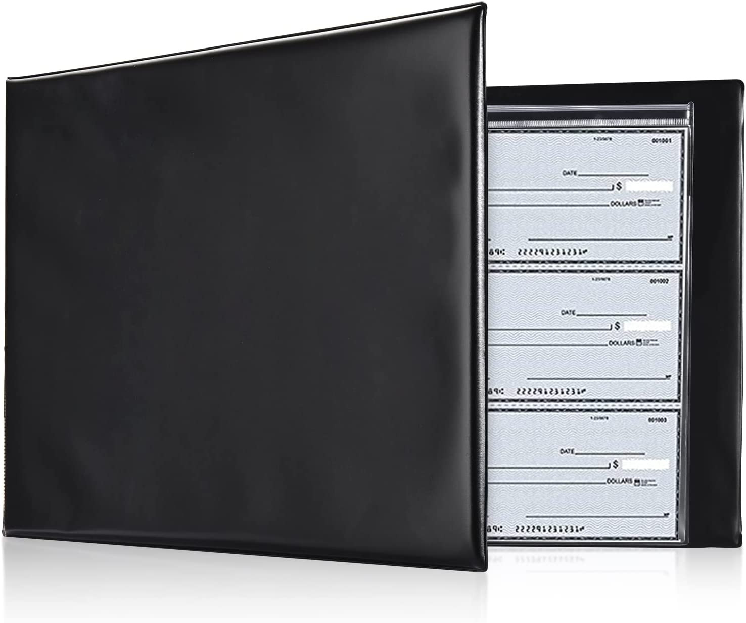 Executive Business Check Binder Checkbook Cover with Zip Document Pouch