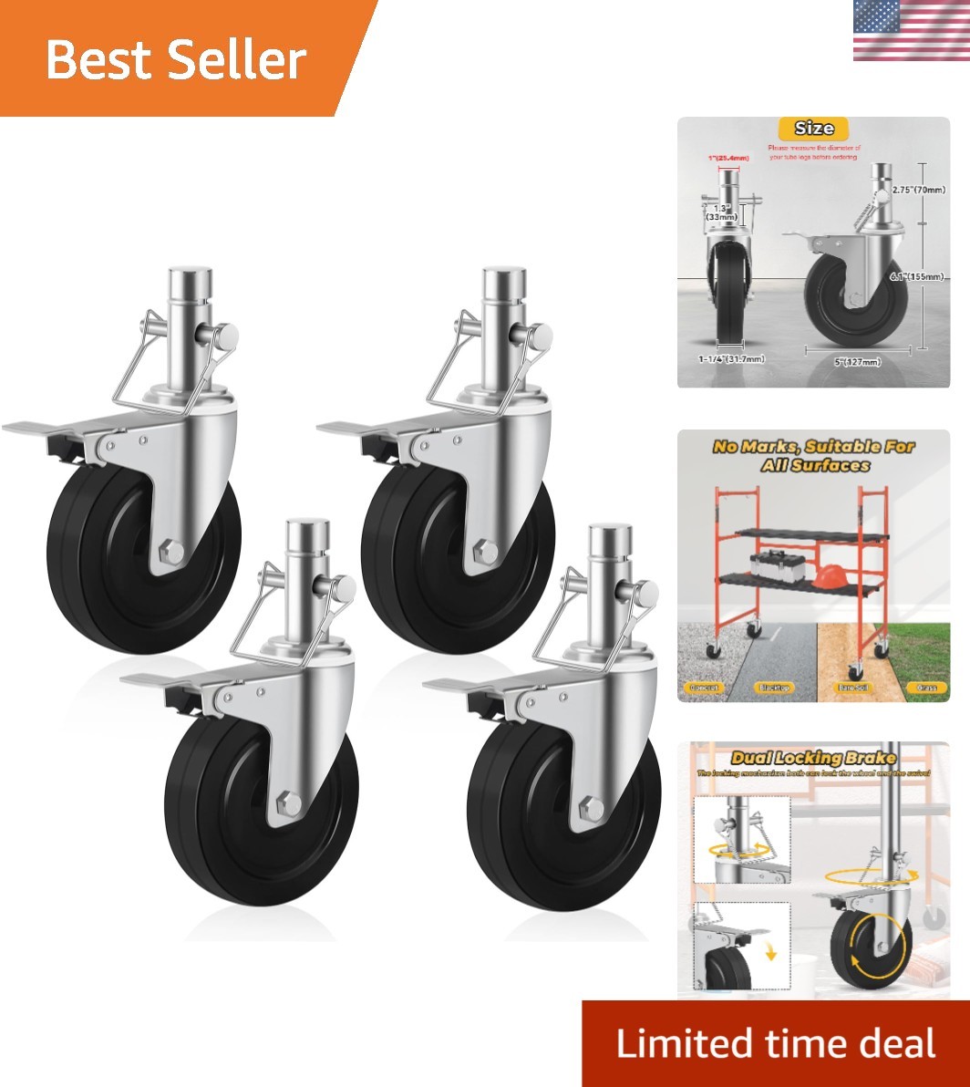 5-Inch Swivel Scaffolding Wheels – Dual Lock, Set of 4 Caster Wheels