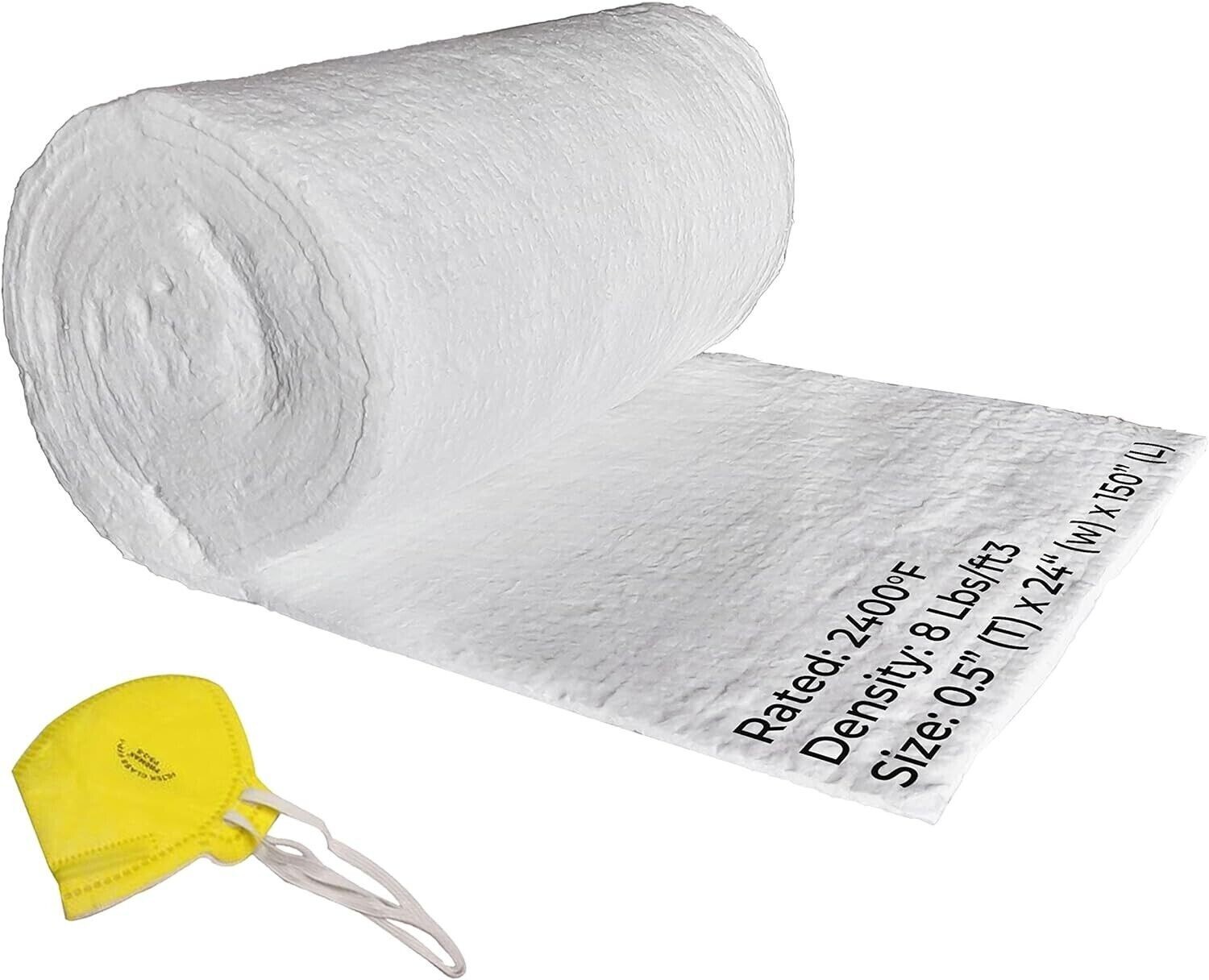 1/2″ Ceramic Fiber Insulation Blanket 2400F 8# High Temp Insulation 24″ X 12.5′