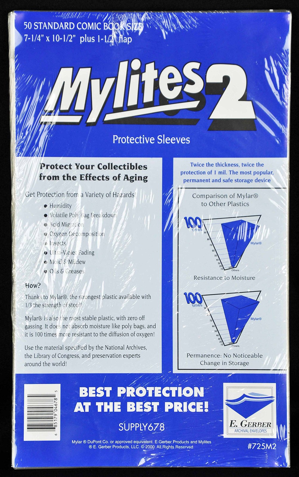 Mylites 2 Mil Comic Book Standard Size 7 1/4 x 10 1/2 Plus 1-1/2 Flap Pack of
