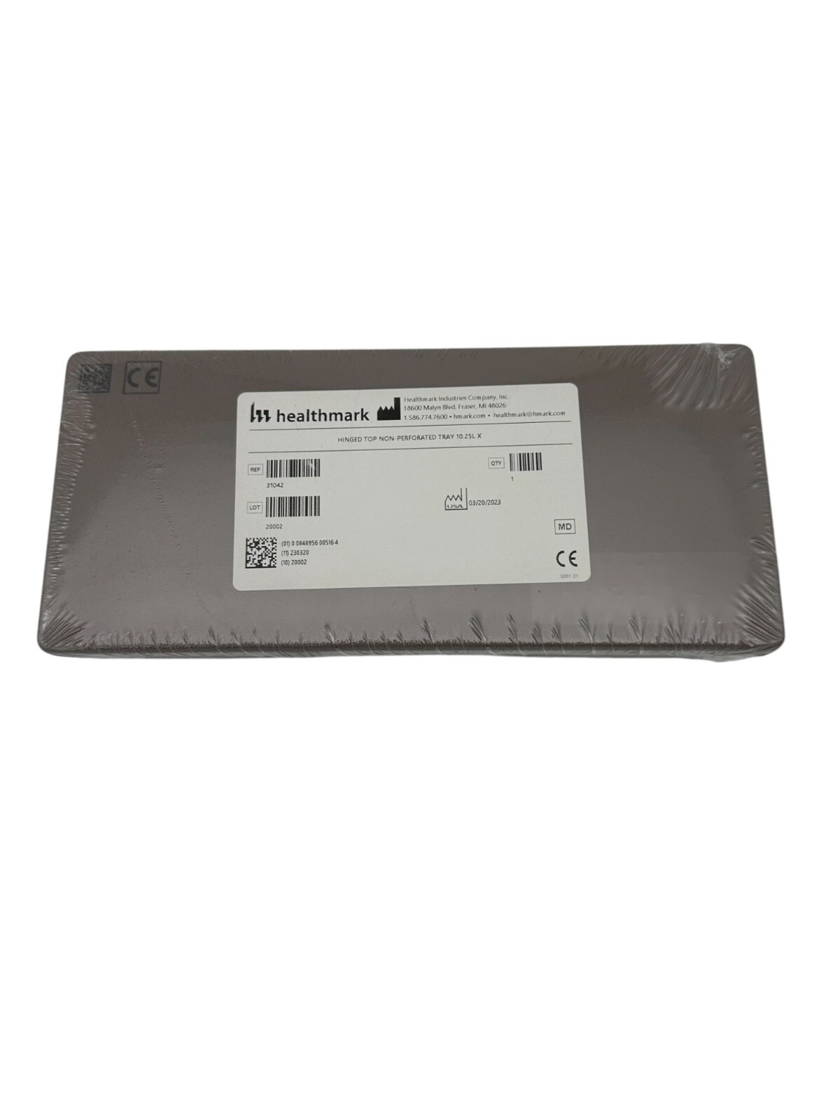 Healthmark 31042 Hinged Top Non-Perforated Tray 10.25L X