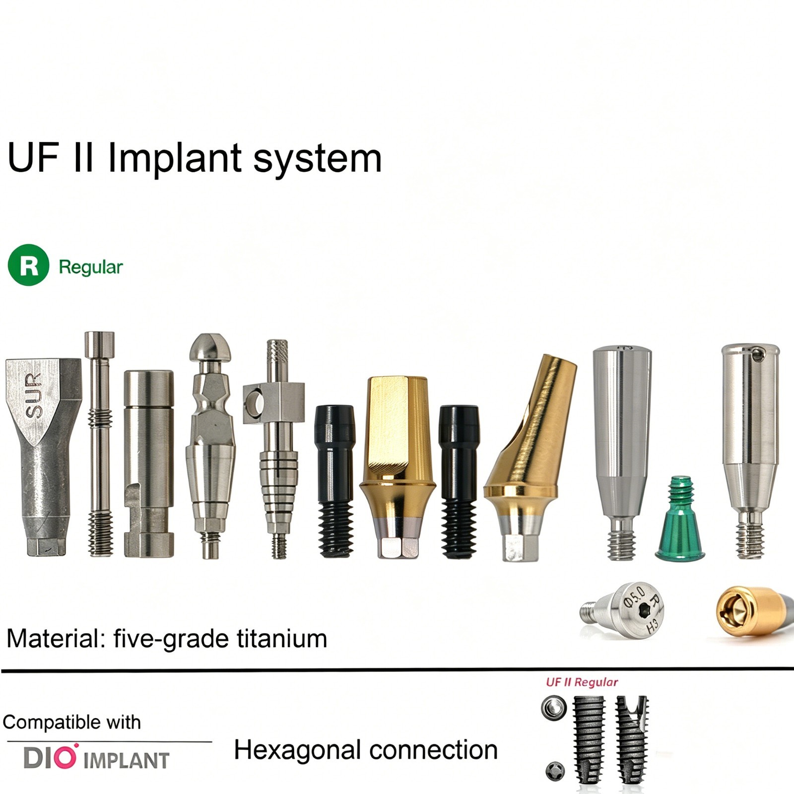 Dental DIO UFII Regular Straight Healing Abutment Impression Coping Zest locator