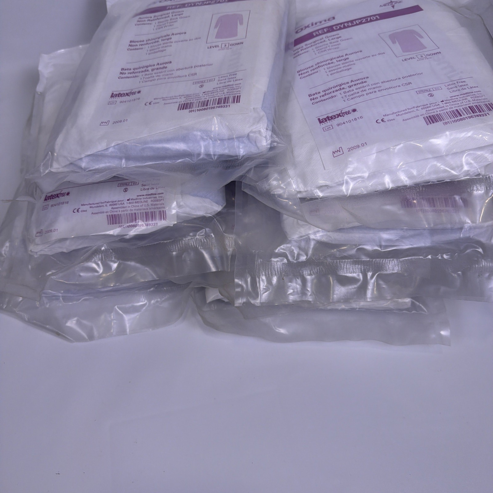 Lot of 9 MEDLINE Proxima DYNJP2701 Aurora Surgical Gowns Large Level 3 Gown