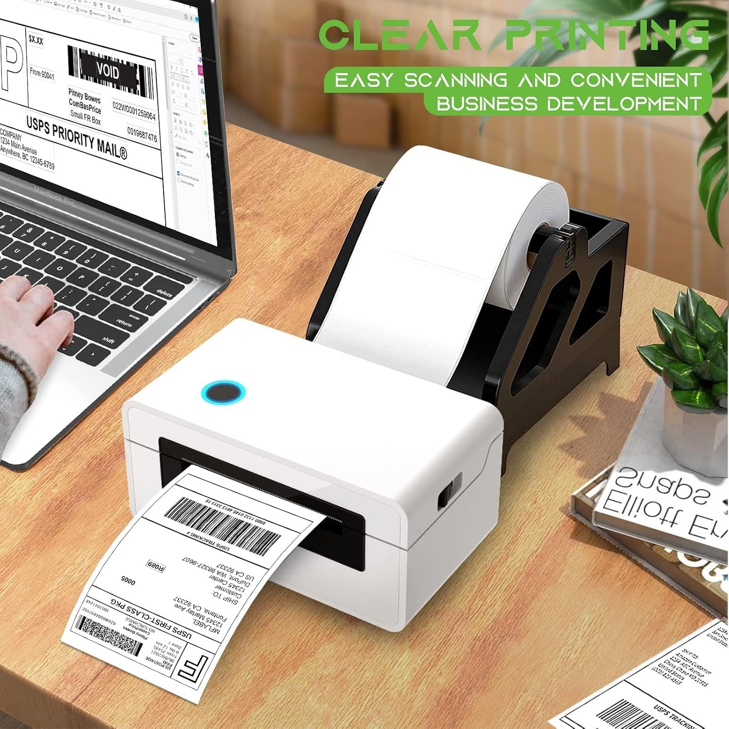 Smudge-Resistant 4×6 Thermal Labels – 4 Rolls, 1800 Count