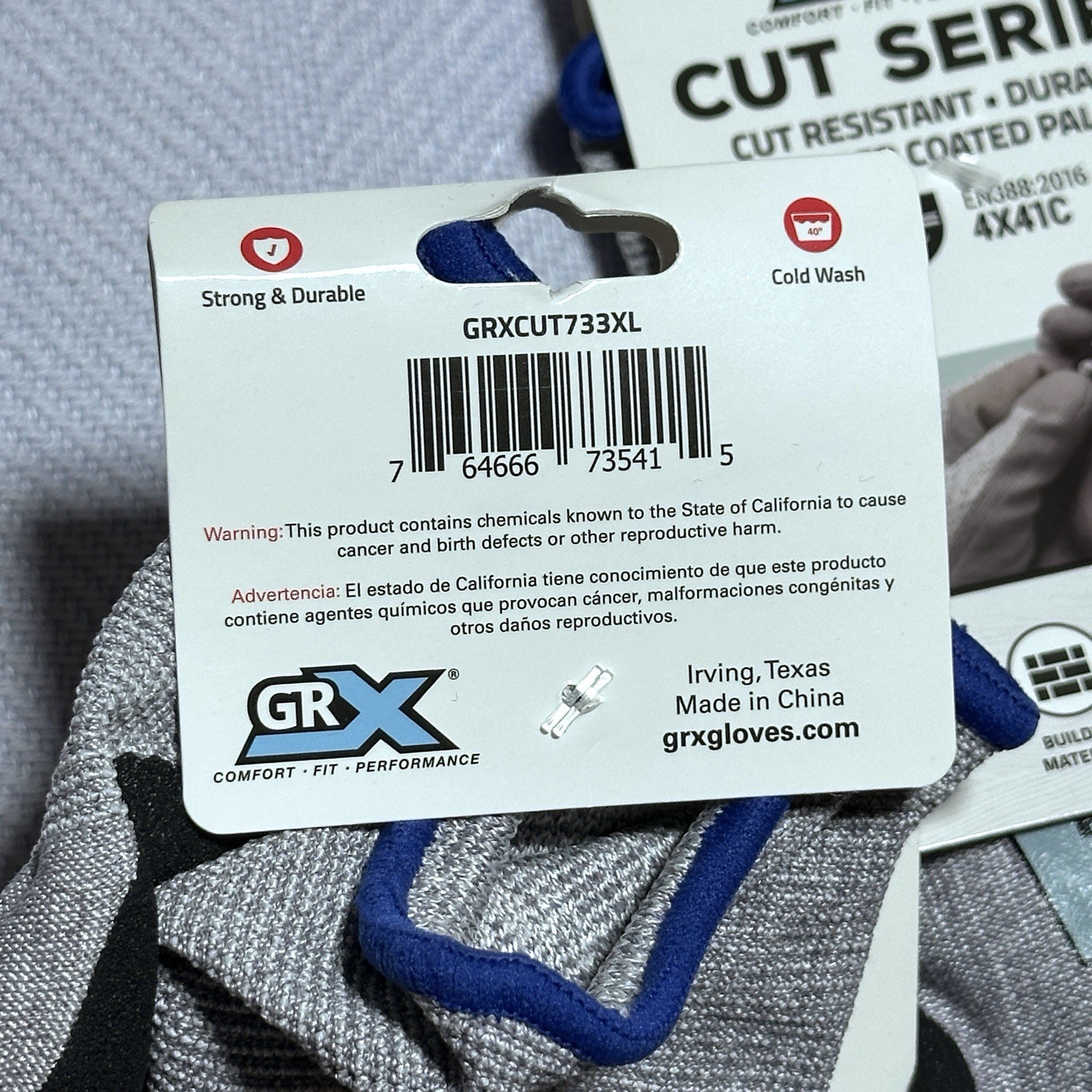 GRX Cut Series Gloves 5 Pair Mens XL Cut Level A3 Dipped Coated Palm Durable