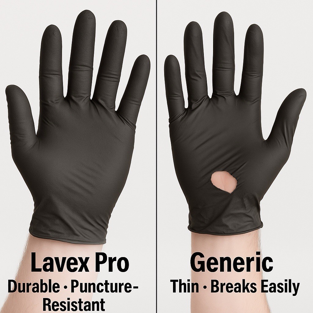 Lavex Pro 6 Mil Black Nitrile Gloves Large 100ct | Heavy-Duty Powder-Free