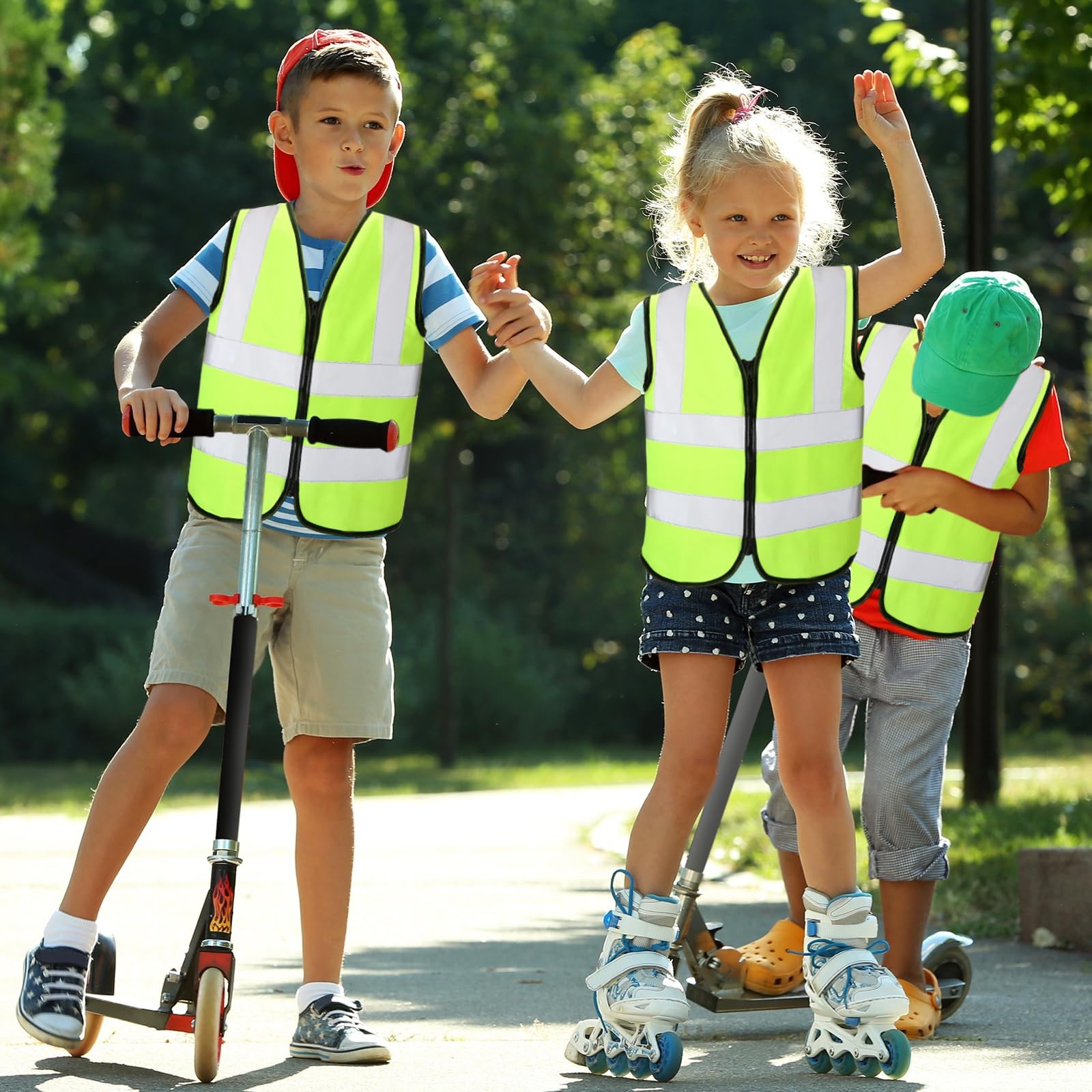 10 Pcs High Visibility Kids Safety Vest, Reflective Safety Vest with Zipper, …