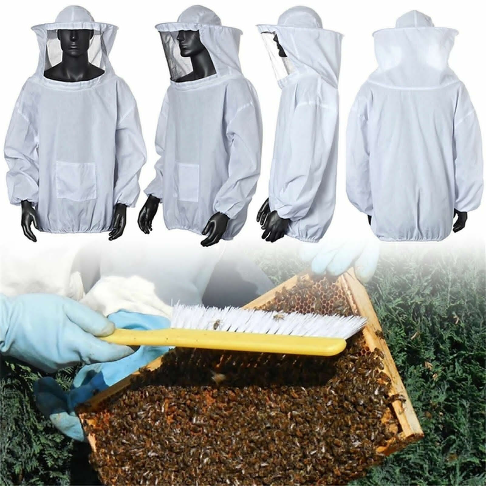Bee Keeping Suit Jacket Smock Hat Protective Coat Veil Beekeeping Pull Tops Over