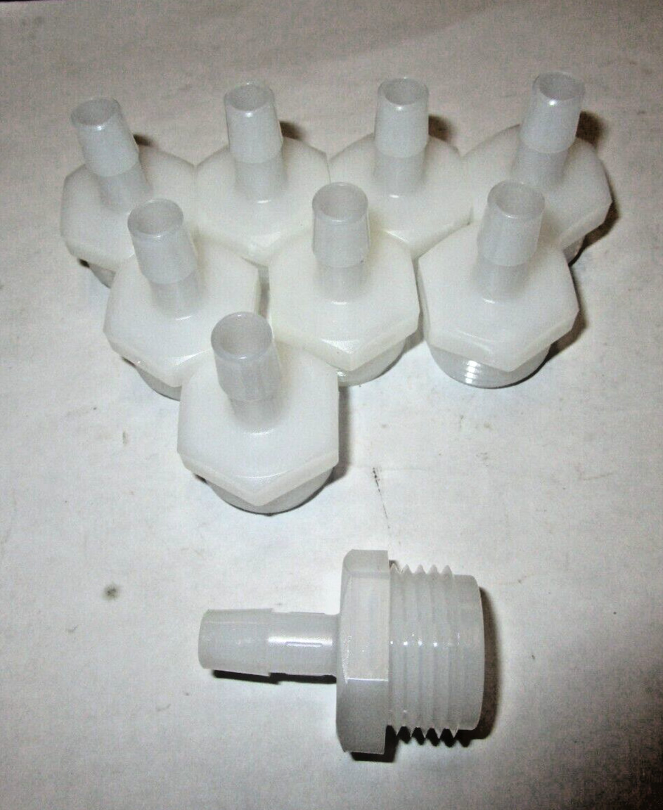 (9) Eldon James A12GH-6HDPE HOSE ADAPTER WITH 3/4”GH X 3/8” ID IN HIGH DENSI