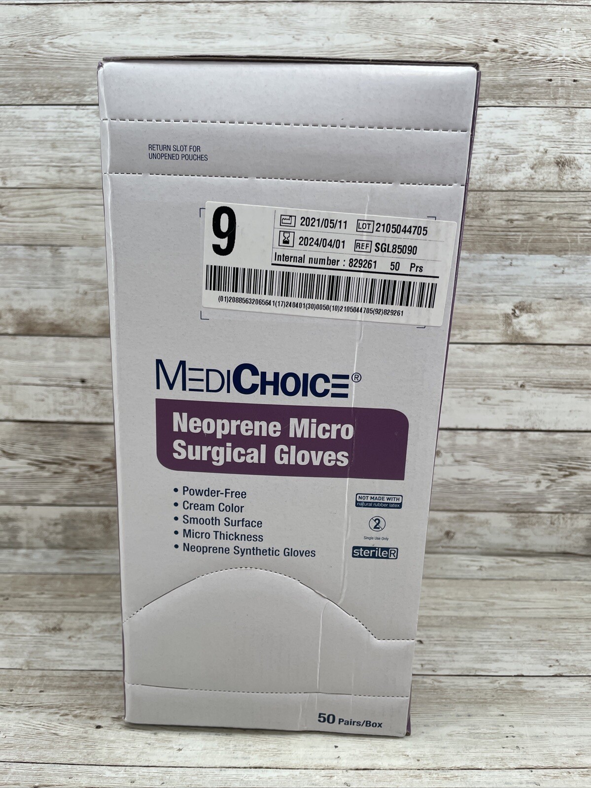 1 Box MediChoice Neoprene Micro Surgical Gloves 50 pair Sterile Size: 9 Exp 4/24