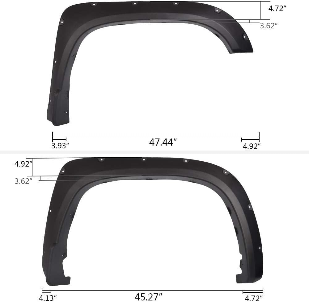 Fender Flares Compatible with 2014-2021 Toyota Tundra Paintable Smooth Matte