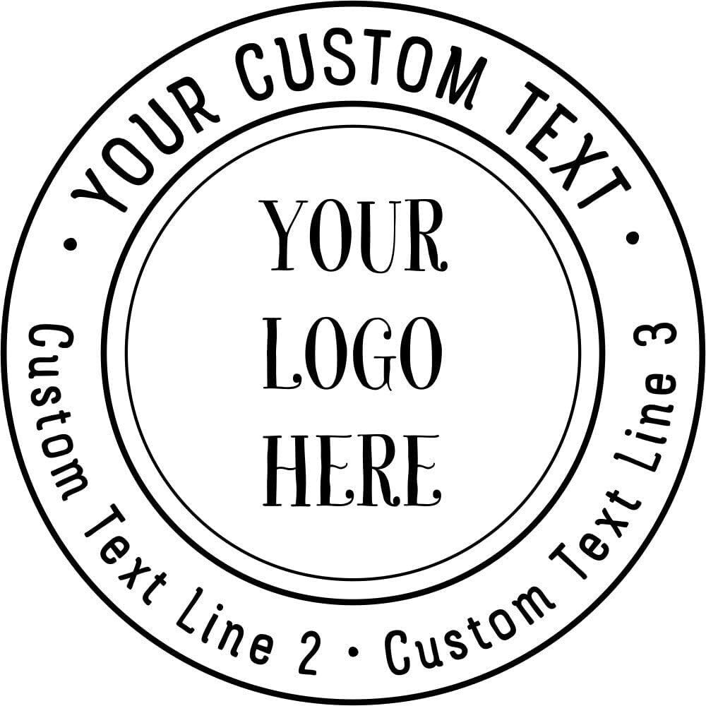 Custom Logo Double Round Border Stamp – 3 Lines of Text – Self-Inking Stamper
