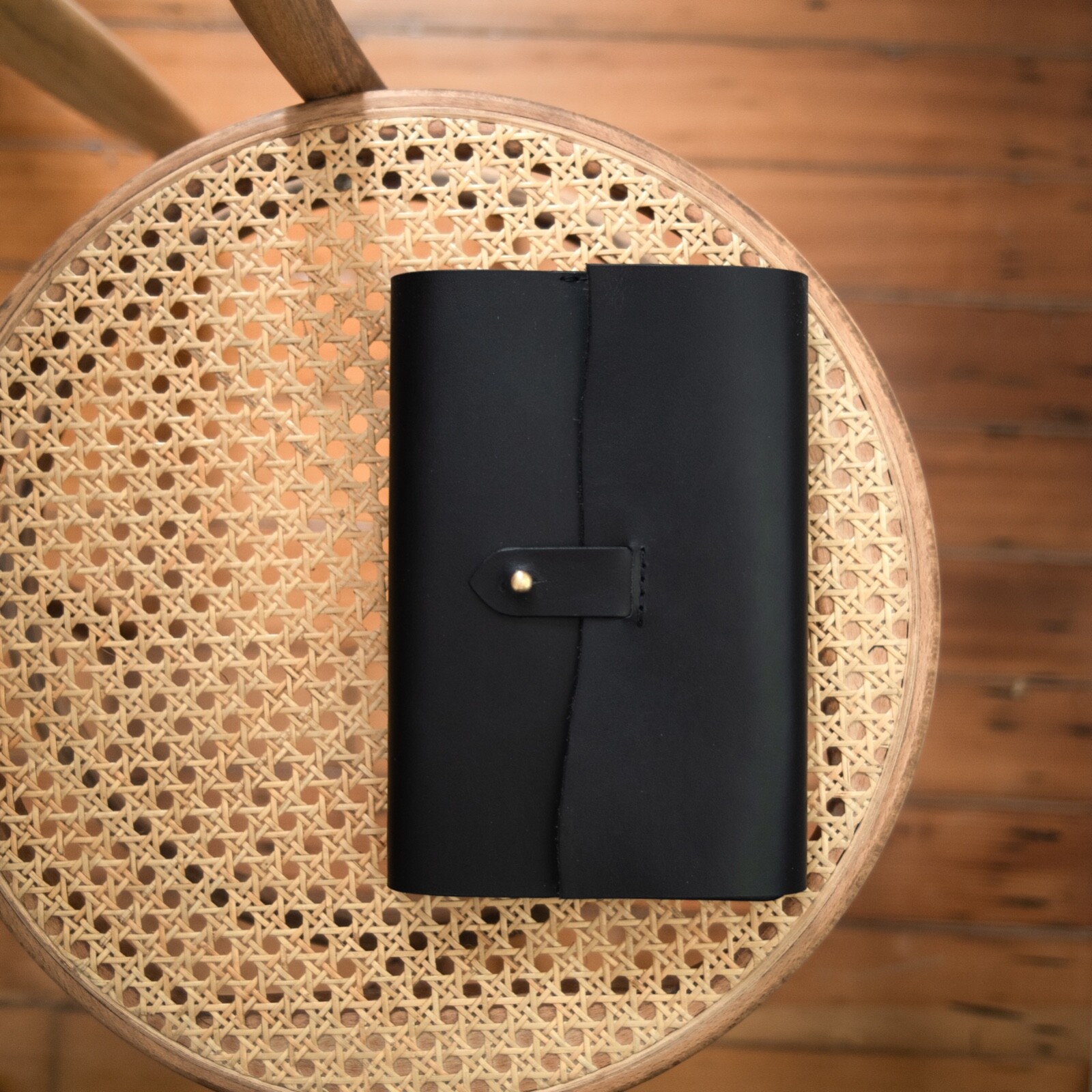 A5 Handmade Leather Notebook Cover Raw Edge Journal Black diary cover