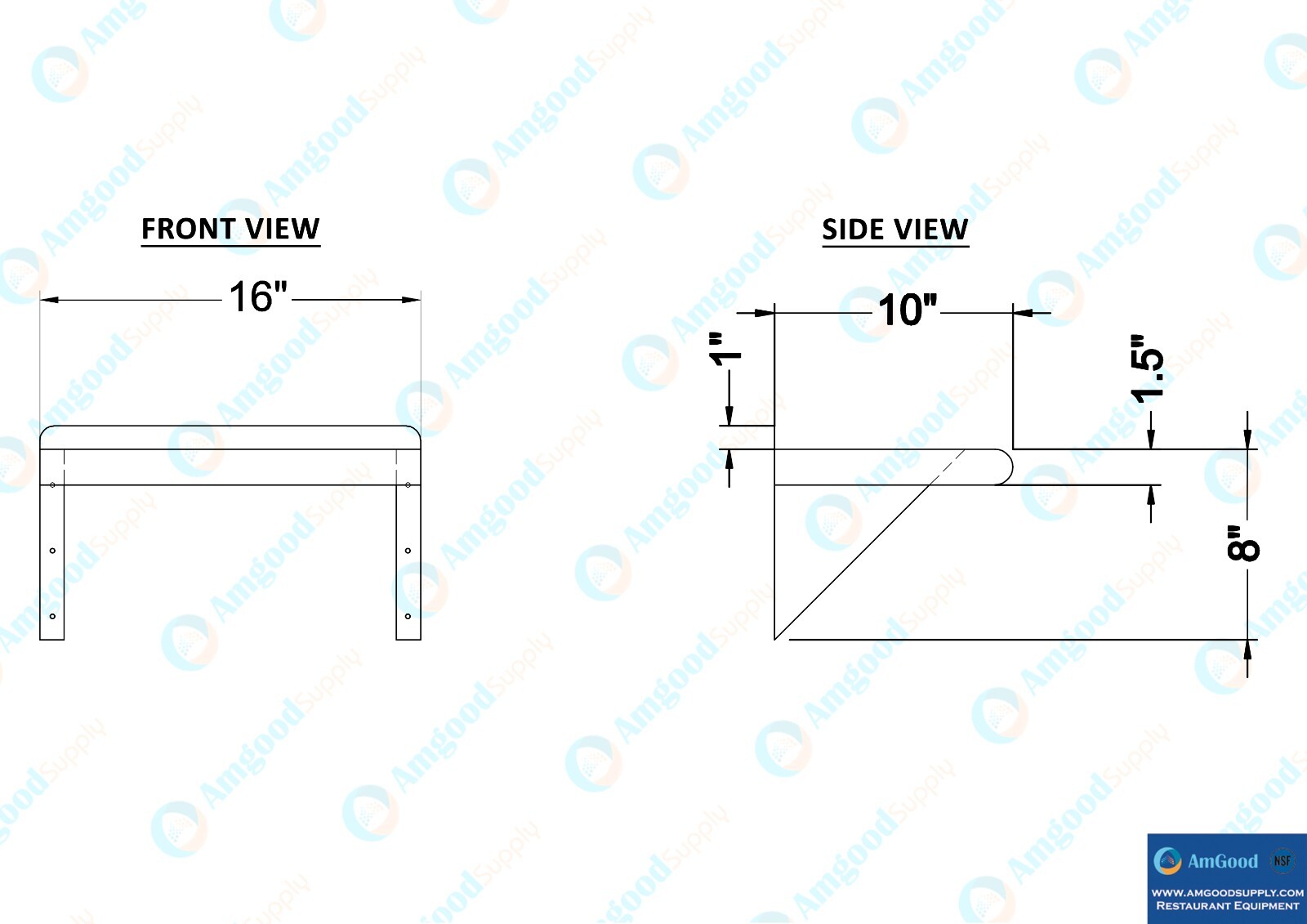 10 in. x 16 in. Stainless Steel Wall Shelf
