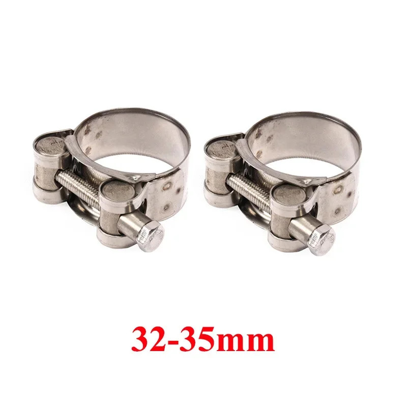 2X T-Bolt Stainless Steel Heavy Duty Motorcycle Exhaust Hose Pipe Muffler Clamp