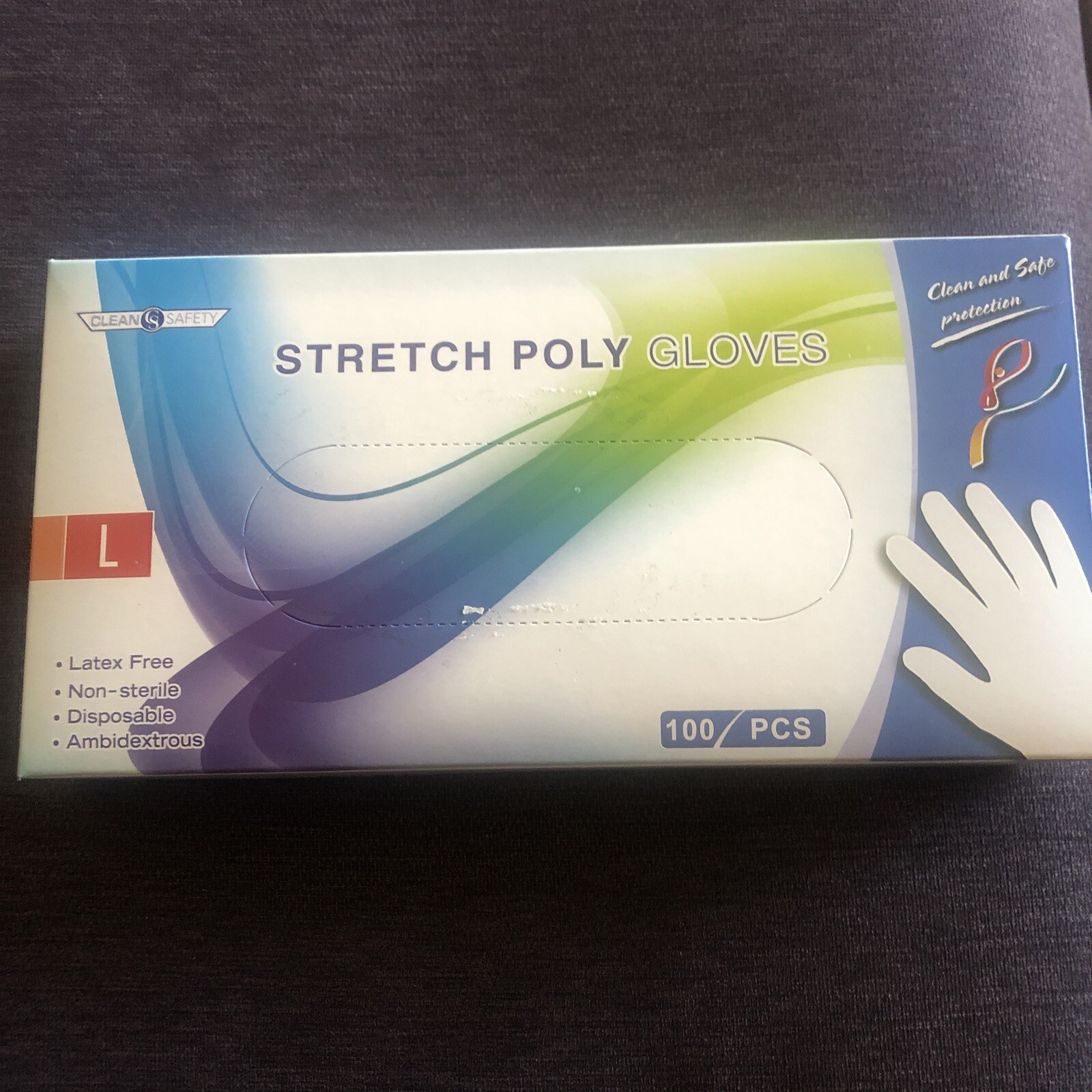 Clean safety Stretch poly gloves 100 pcs size Large