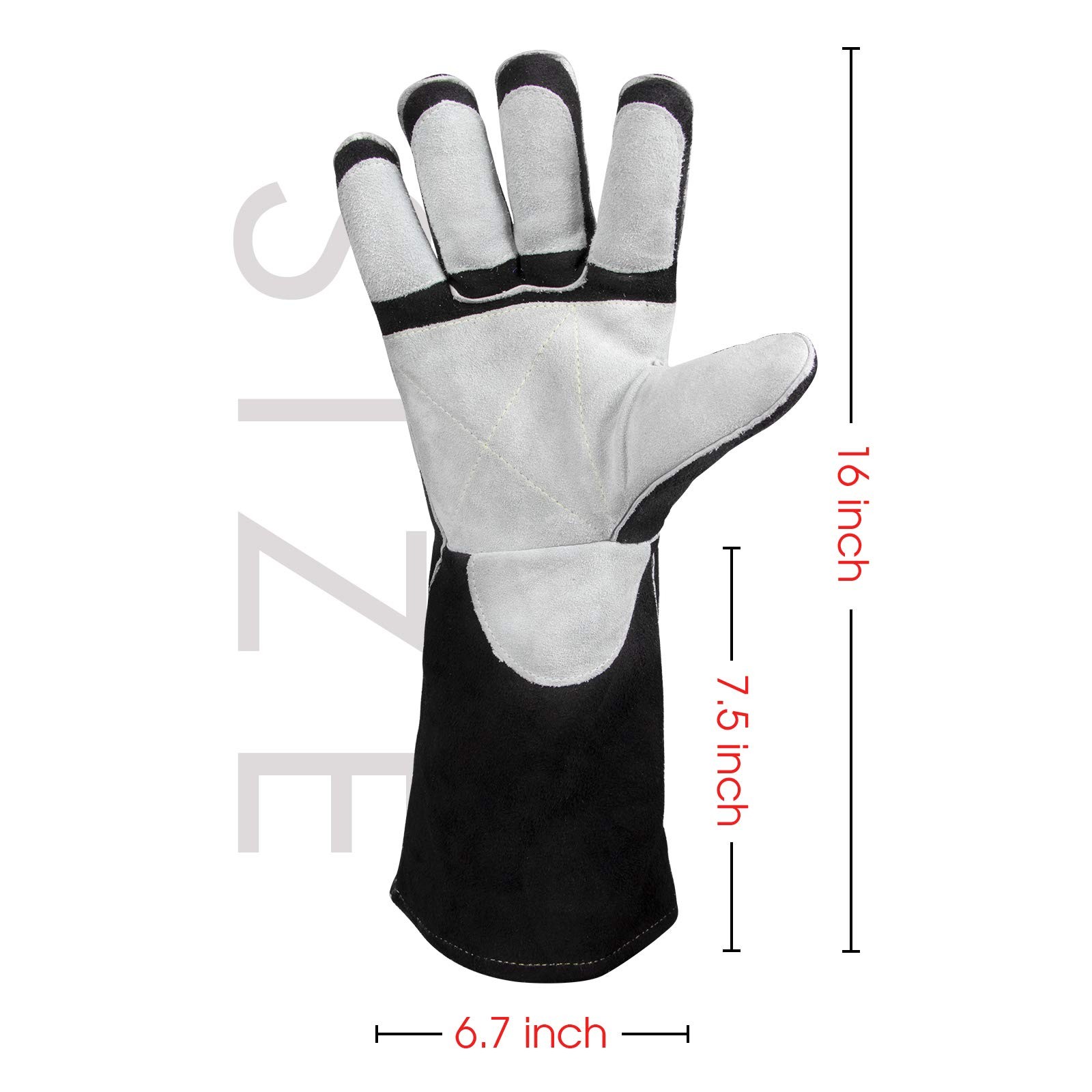 16 Inches,932℉,Leather Forge MIG Welding Gloves, with Kevlar Stitching Heat/F…