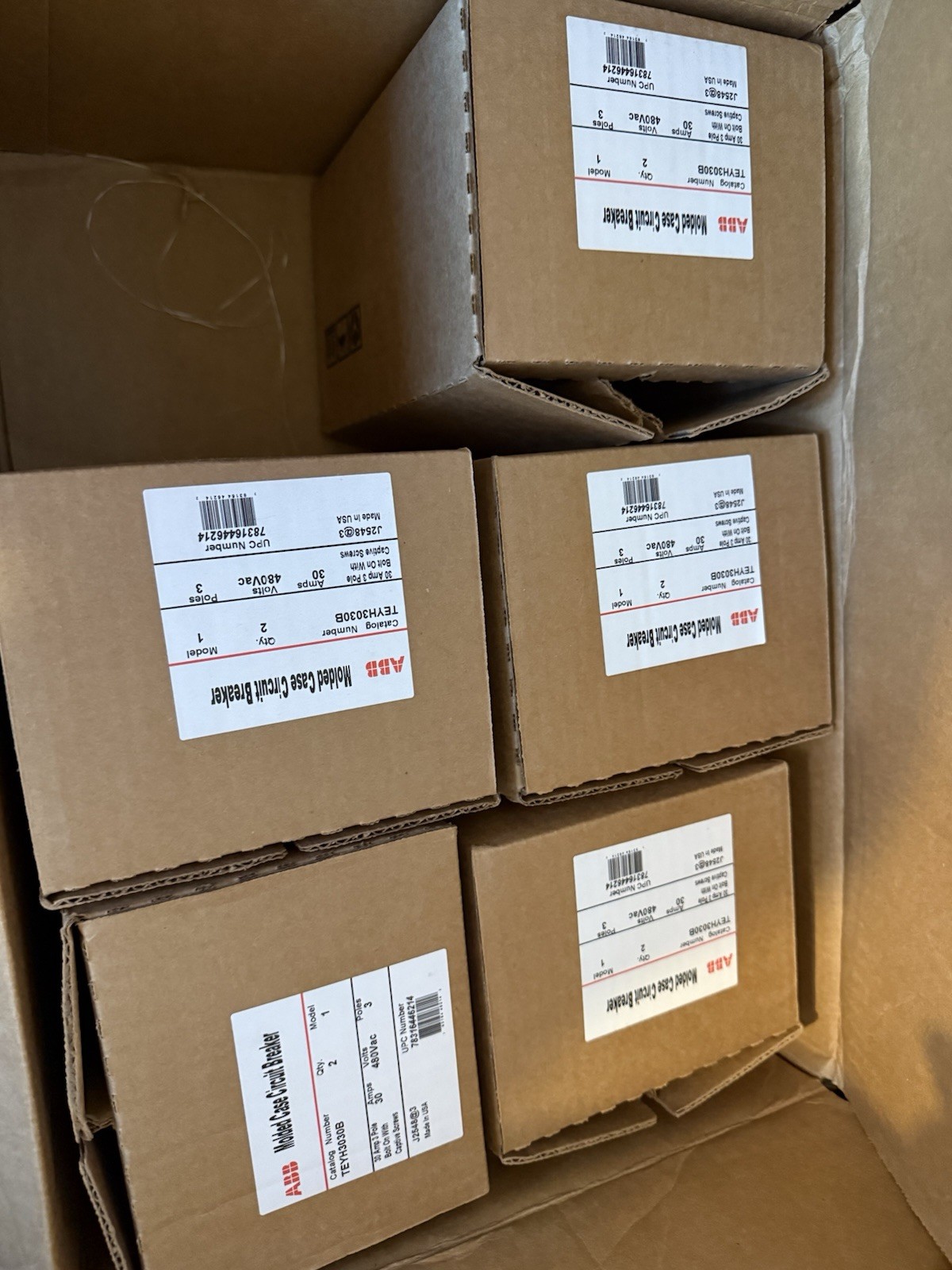 ABB TEYH3030B Molded Case Circuit Breaker 3P 30A 480Vac Bolt-On 2-Pack