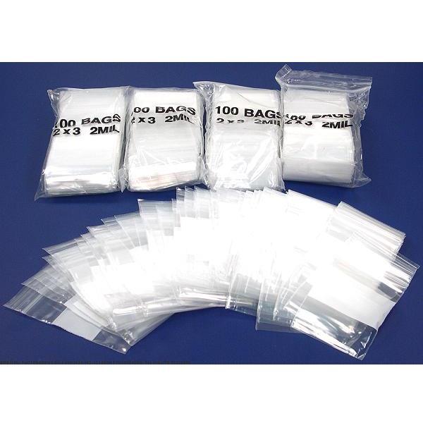 500 White Block Resealable Plastic Bags 2″ x 3″