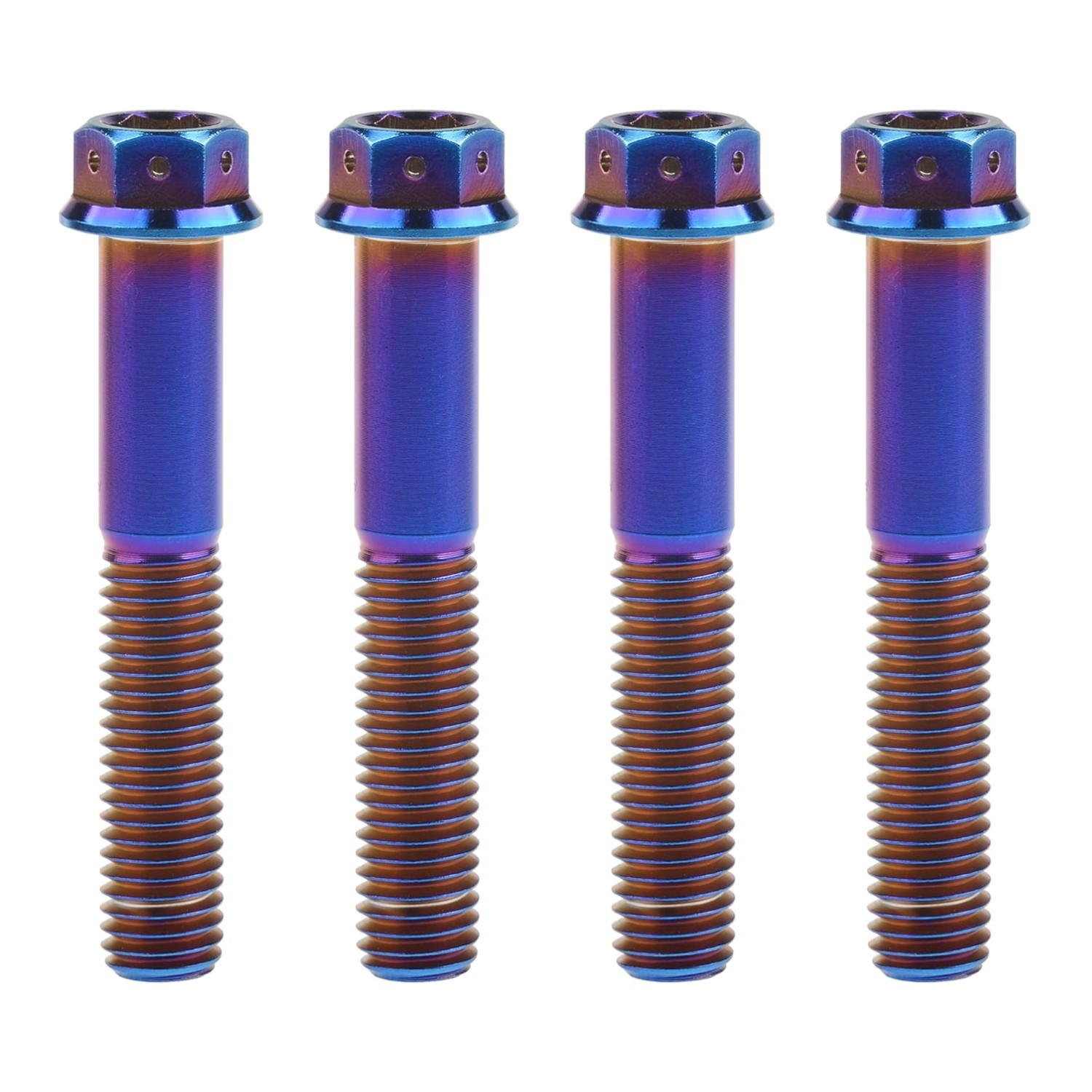 M10x60mm Titanium Alloy Hex Flange Bolts – Set of 4 in Eye-Catching Blue