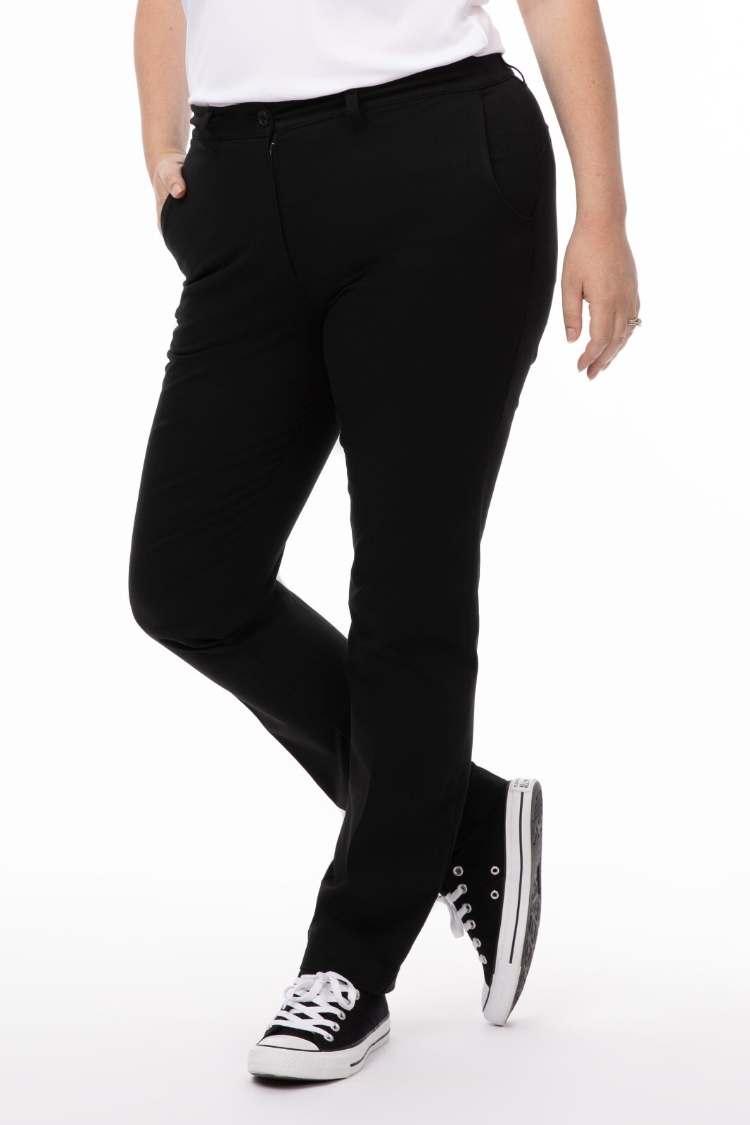 Chef Works Chino Stretch Pants Women 16 NWT Adjust Waist Pockets Cotton PEC02W