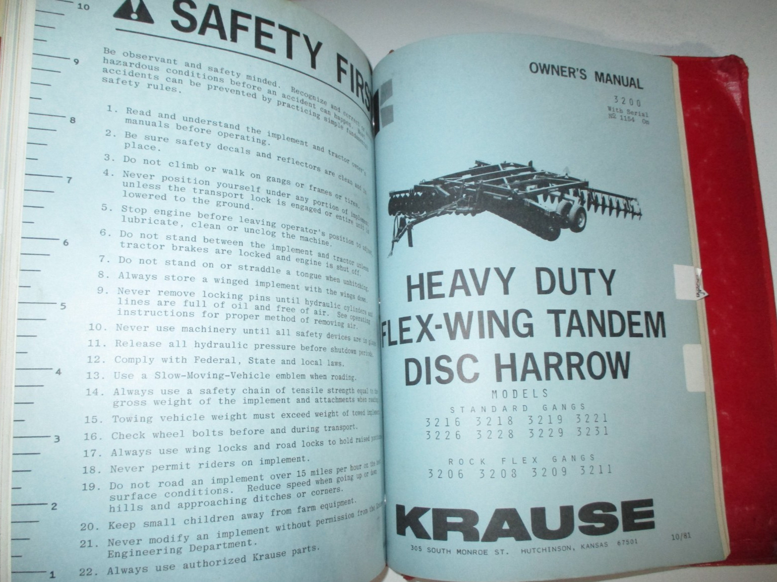 Krause Disc Harrow Operators / Parts Manuals & Dealers Binder LOT of 18 1970/80s