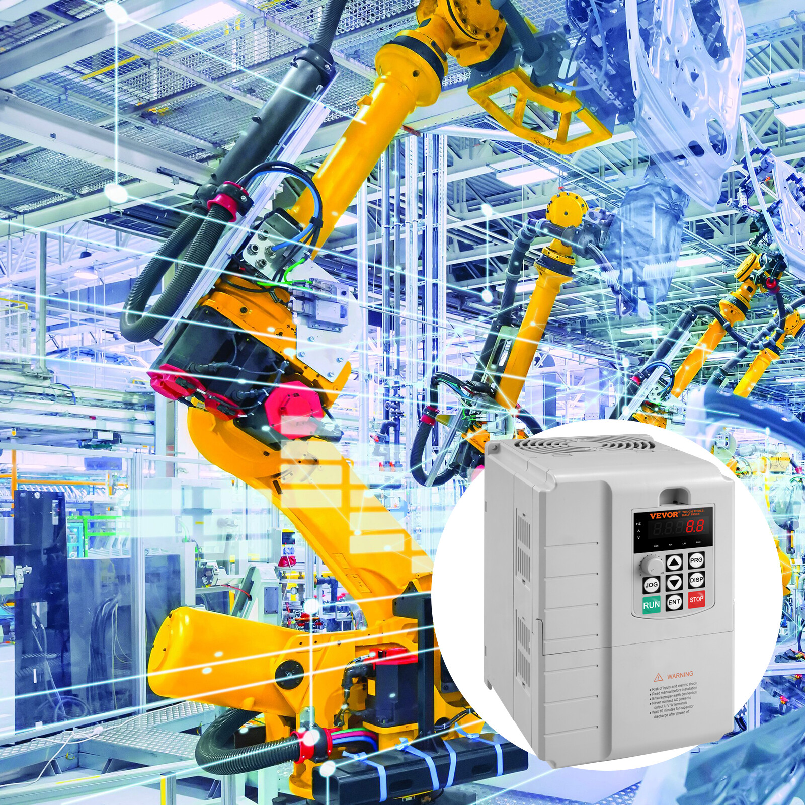VEVOR 7.5KW 10HP Variable Frequency Drive VFD for 3-Phase Motor Speed Control