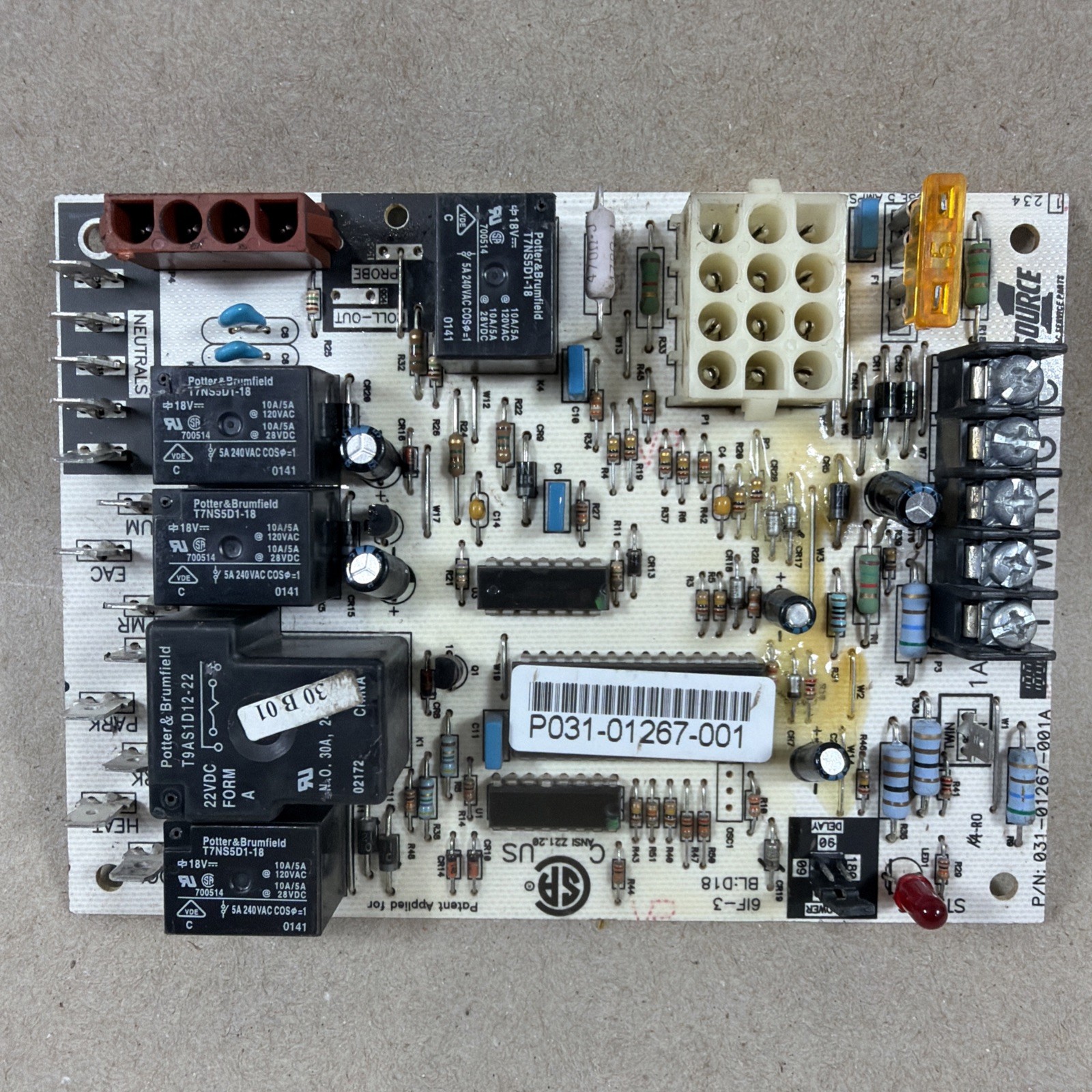 🔥 York Coleman P031-01267-001 Furnace Circuit Board SOURCE1 031-01267-001A
