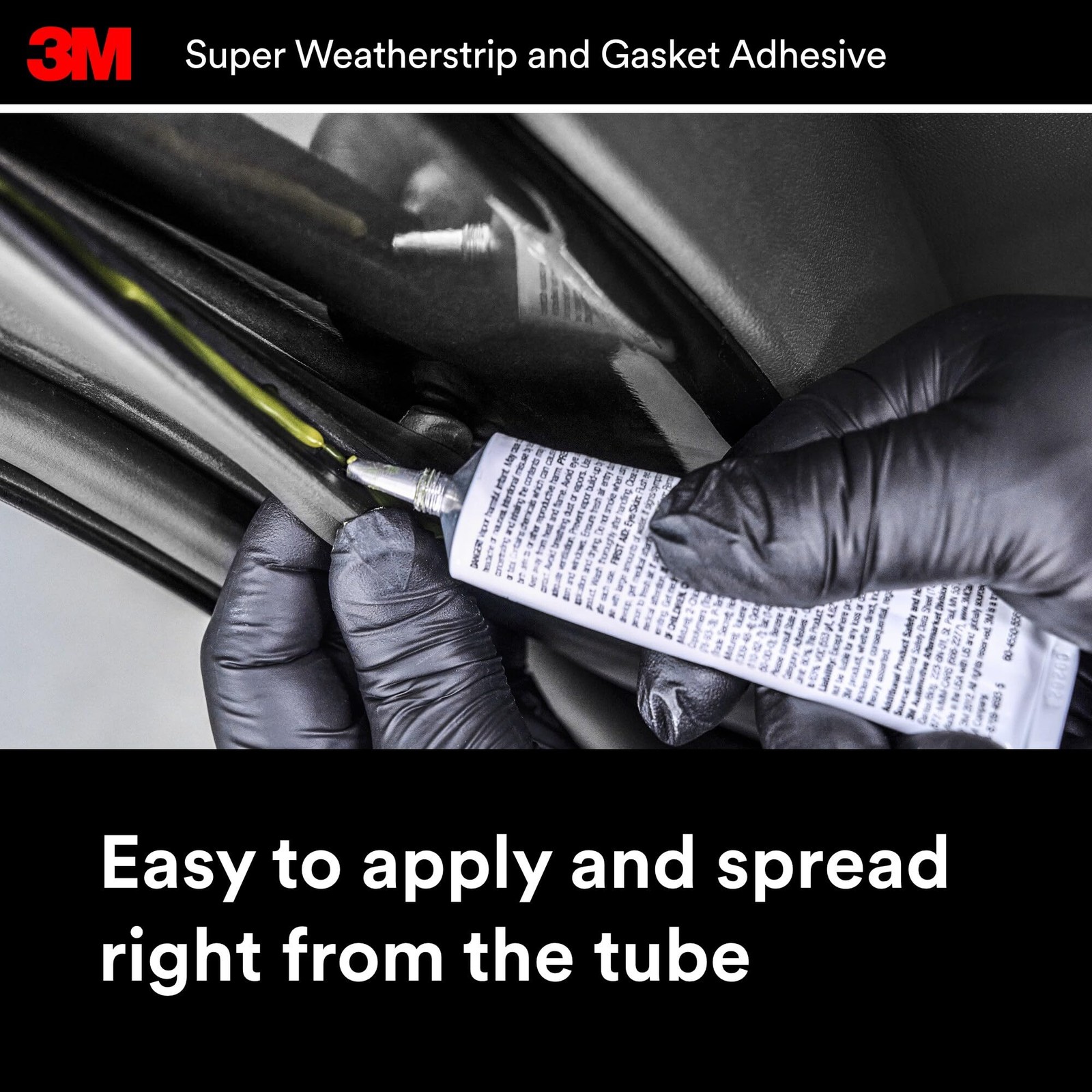 Black Super Weatherstrip Gasket Adhesive 5 oz Flexible Waterproof Bonds Vinyl Me