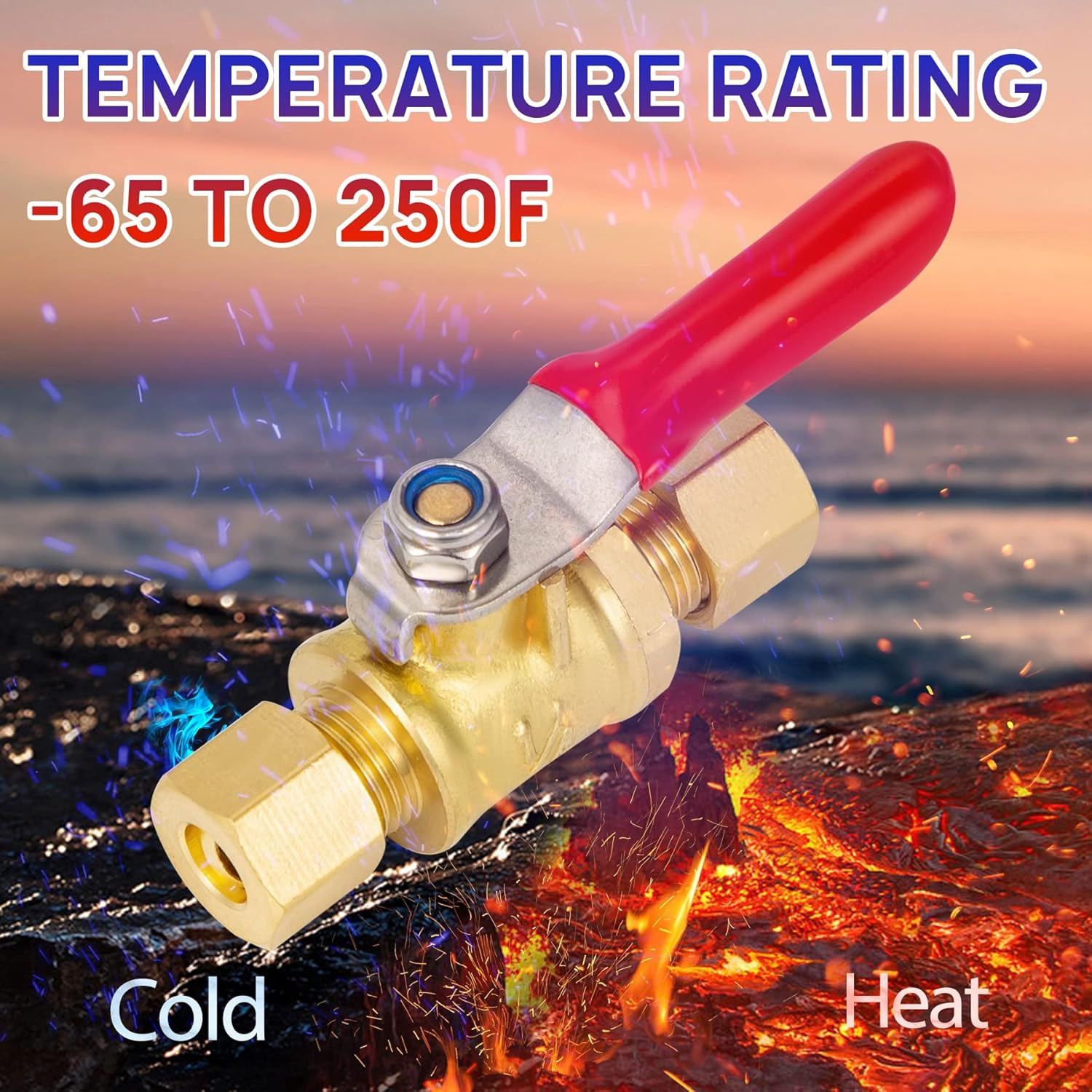 Lead-Free Brass Mini Ball Valve Shut off Switch,1/4 Inch Compression by 1/4 Comp