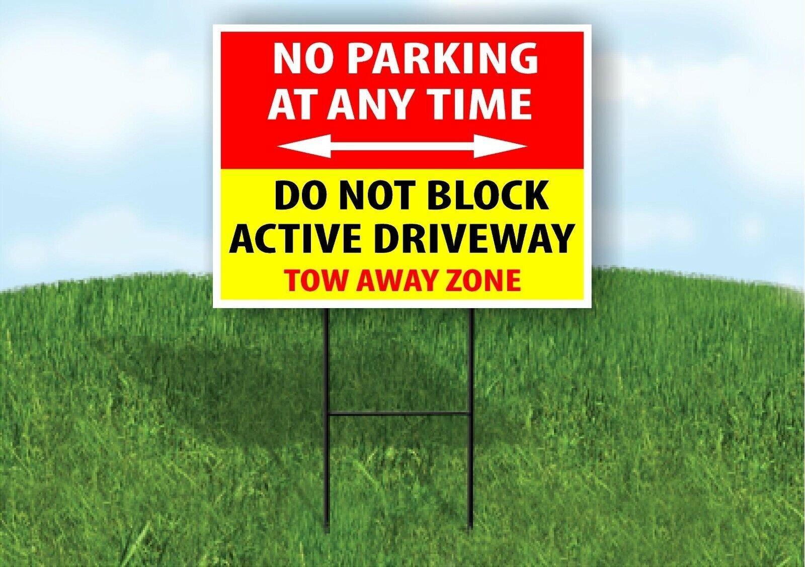 NO PARKING AT ANY TIME DO NOT BLOCK ACTIVE Yard Sign Road with Stand LAWN SIGN