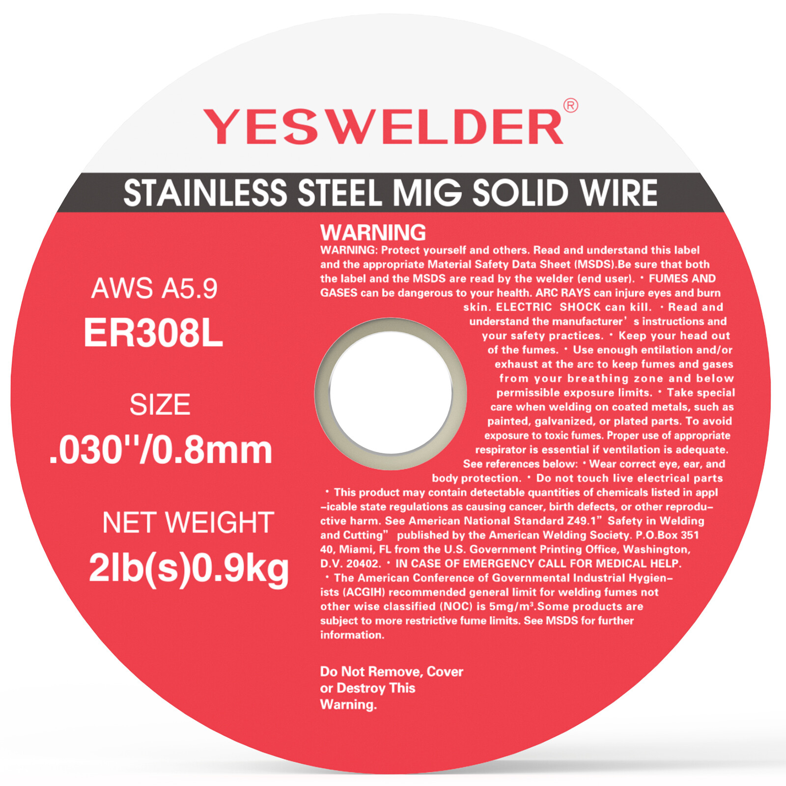 YESWELDER ER308L Stainless Steel MIG Solid Wire .030-diameter, 2-Pound, 3-Packs