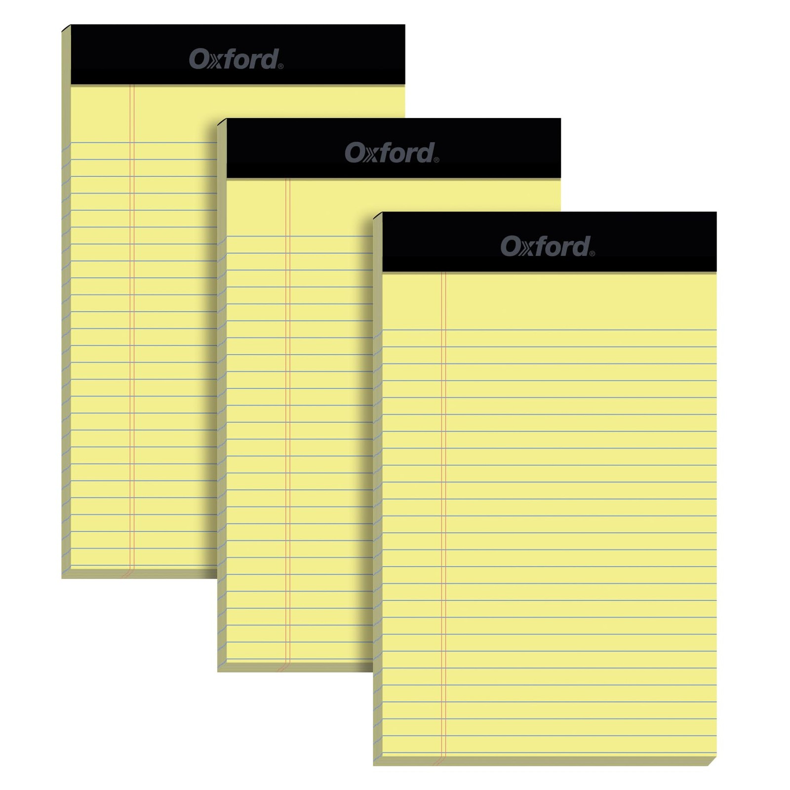 Oxford 5 x 8 Narrow Ruled Legal Pads 3 Pack Canary Yellow 50 Sheets