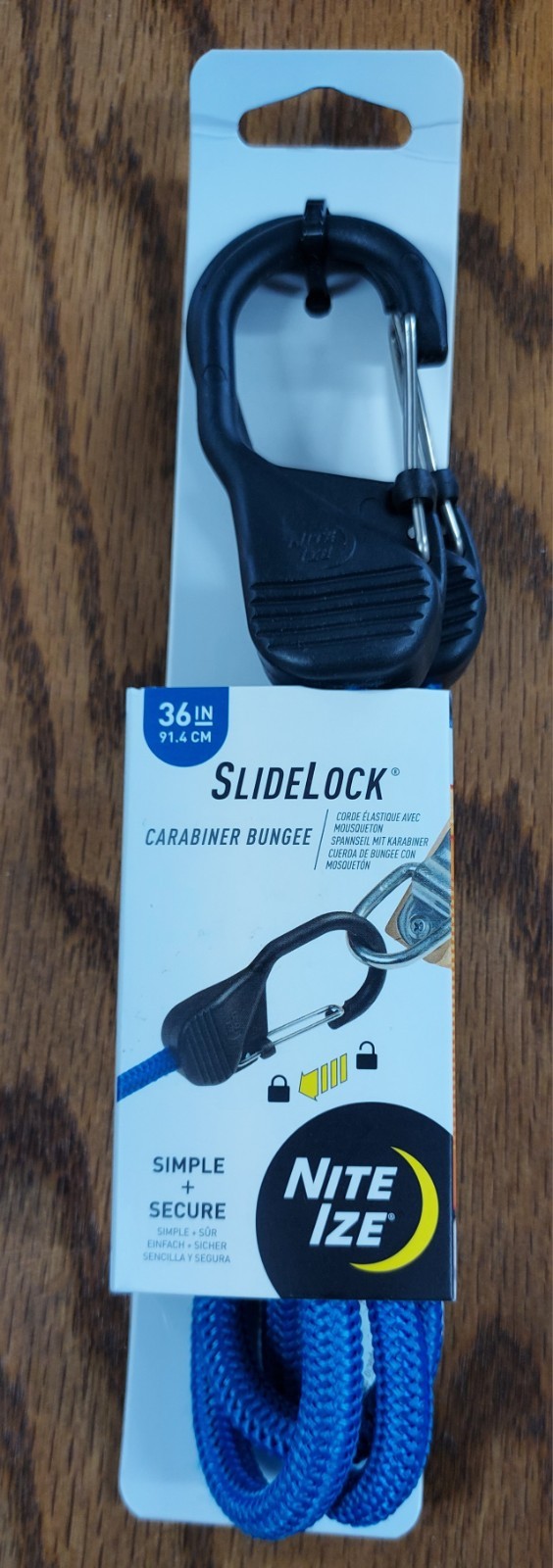 Nite Ize SlideLock Carabiner Bungee Cord BSL36-03-R3 Blue