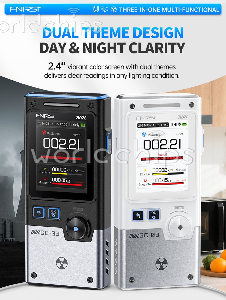 FNIRSI GC-03 3-IN-1 Electromagnetic Nuclear Radiation Detector Digital EMF Meter