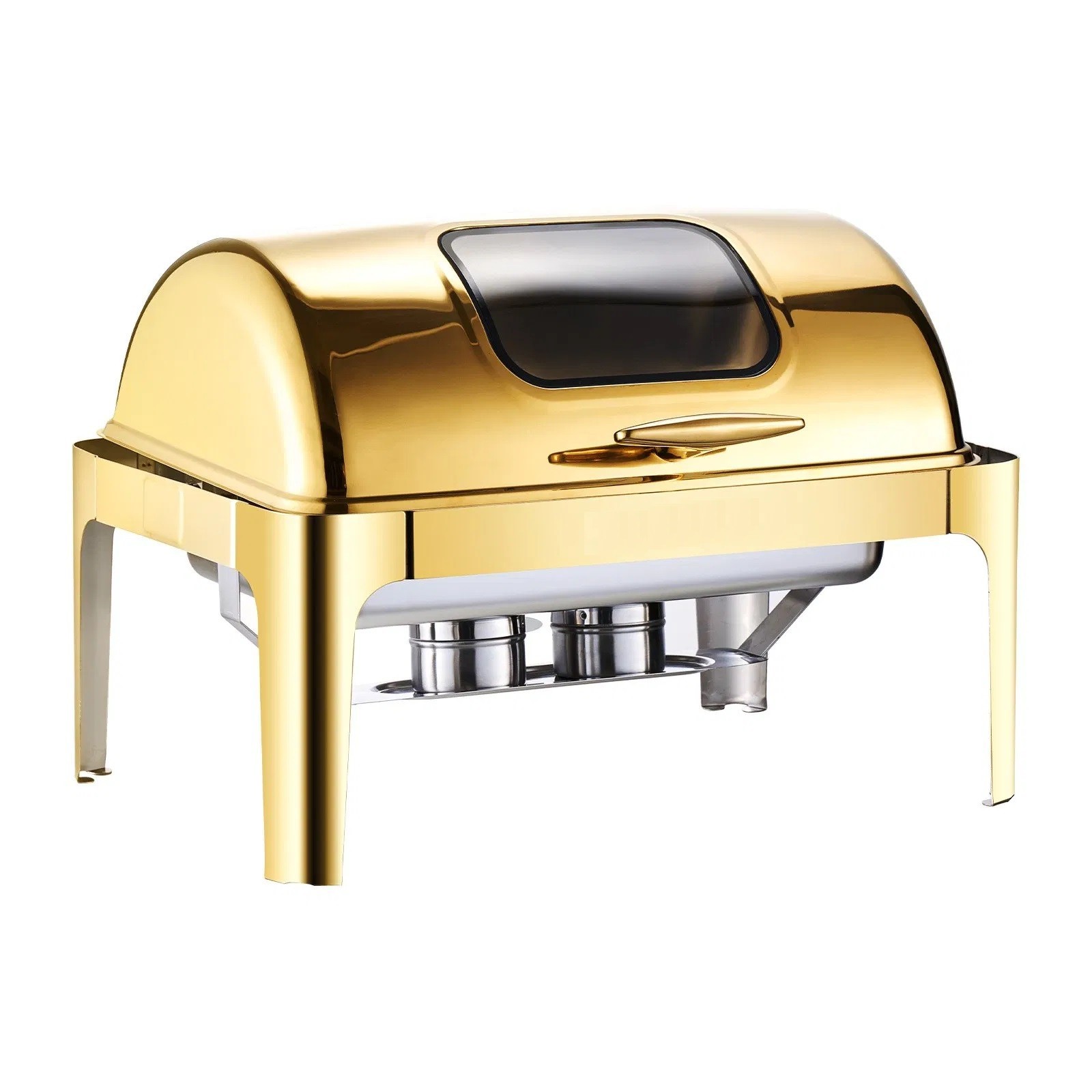 Roll Top Chafing Dish Buffet Complete Set, 9Qt Stainless Steel Chafer with Full