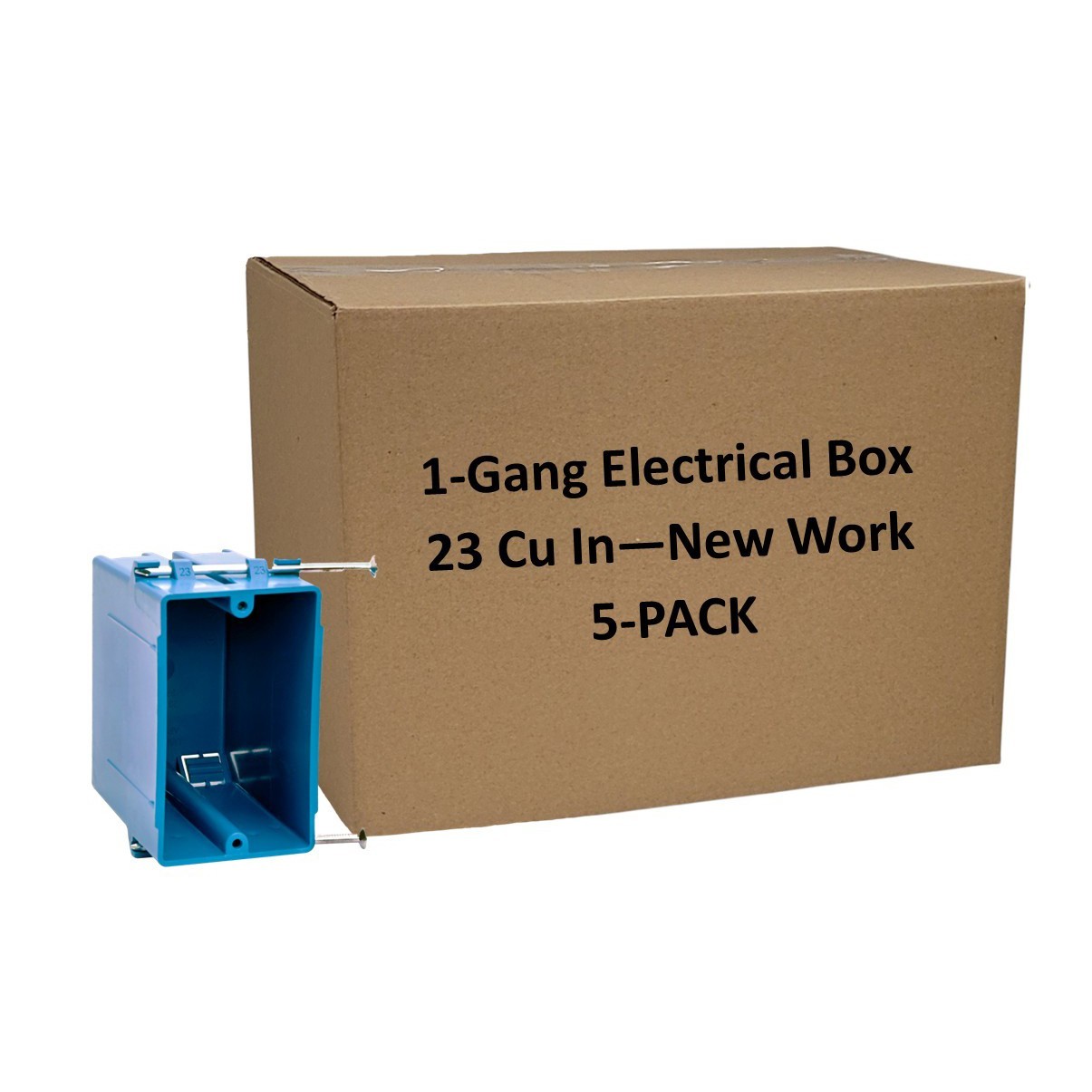 5-Pack 1-Gang New Work Electrical Box 23 Cu In ETL Certified Outlet Switch Box