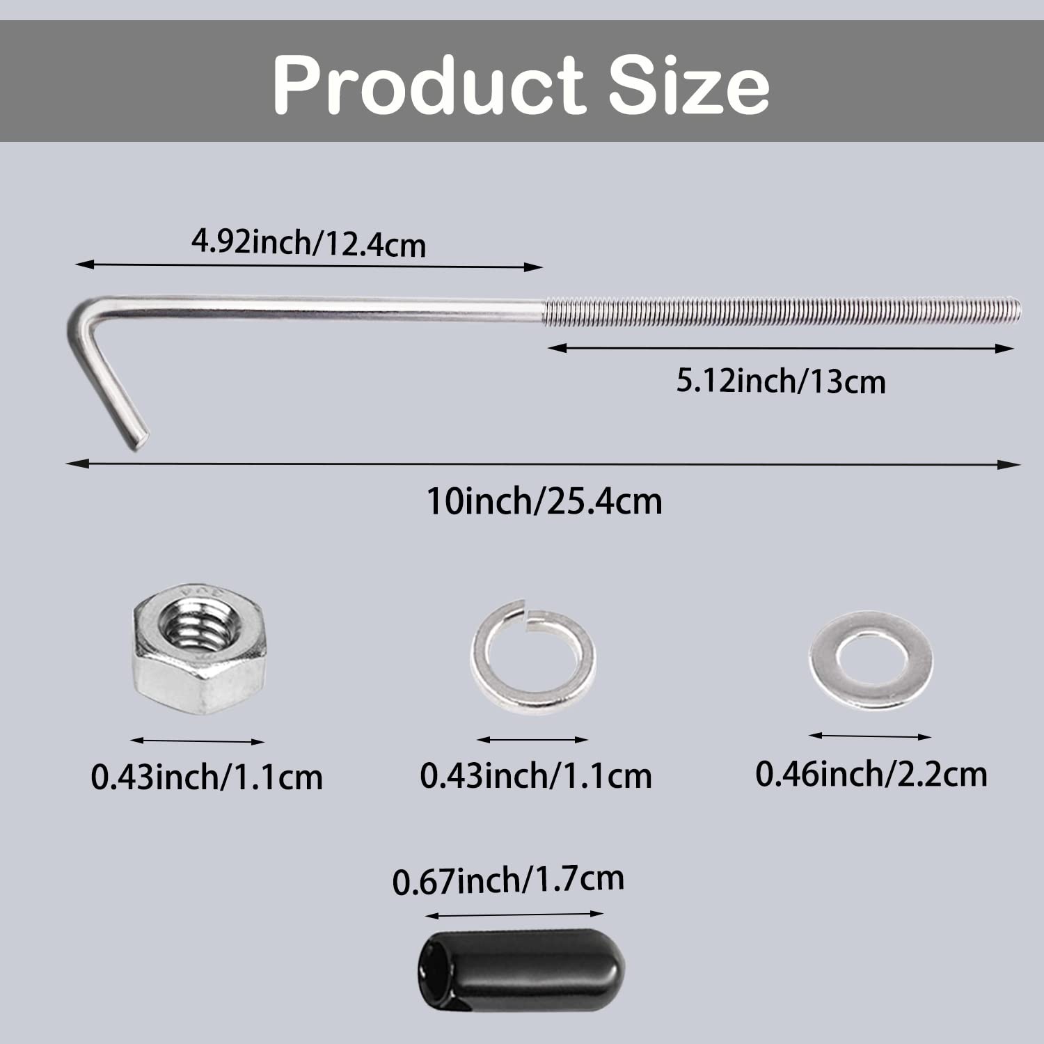 8-inch 304 Stainless Steel J Hook Battery Hold Down Bolts with Wing Nuts 2 PCS