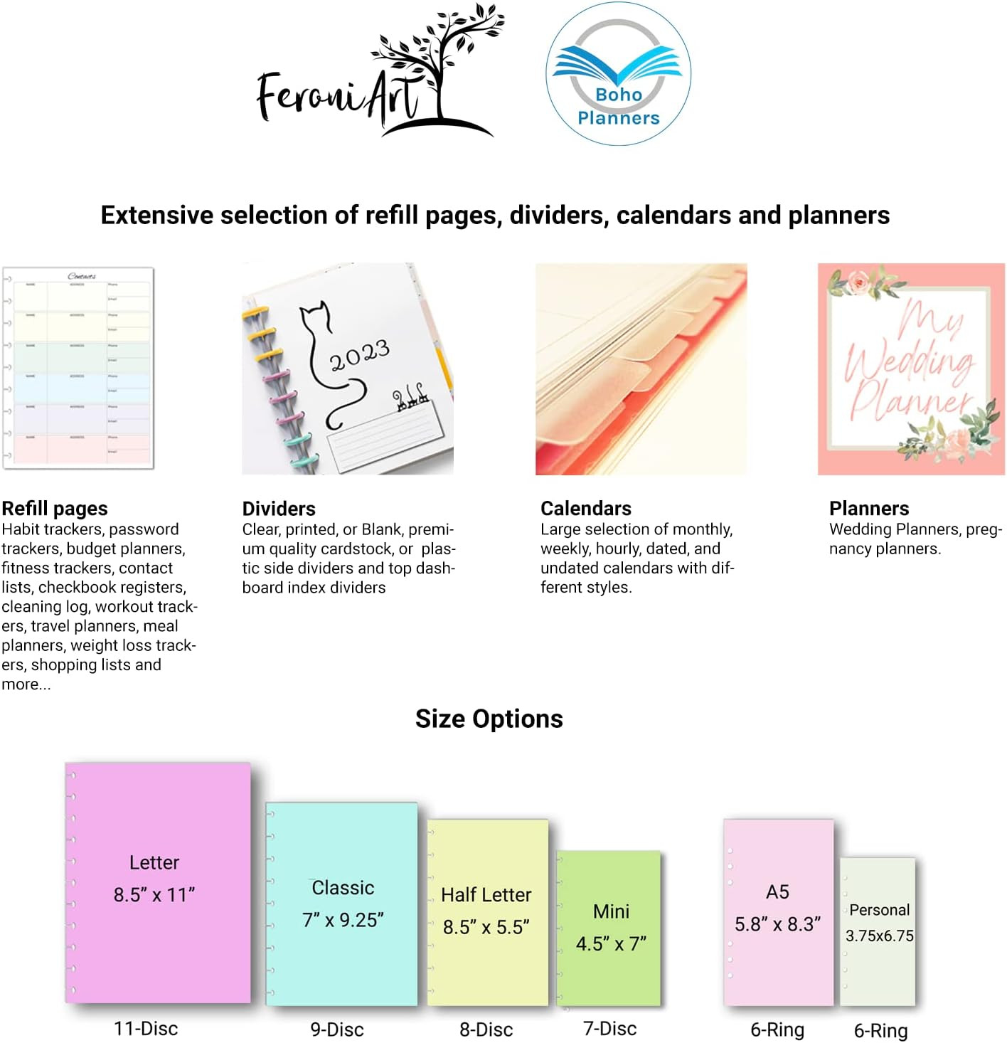 Undated Weekly Planner Inserts for 6 Months, Fits 9 Disc Planners Calendar Refil