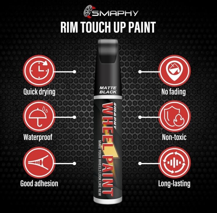 Matte Black Rim Touch Up Paint Wheel Scratch Repair Pen for Car Wheel Rims