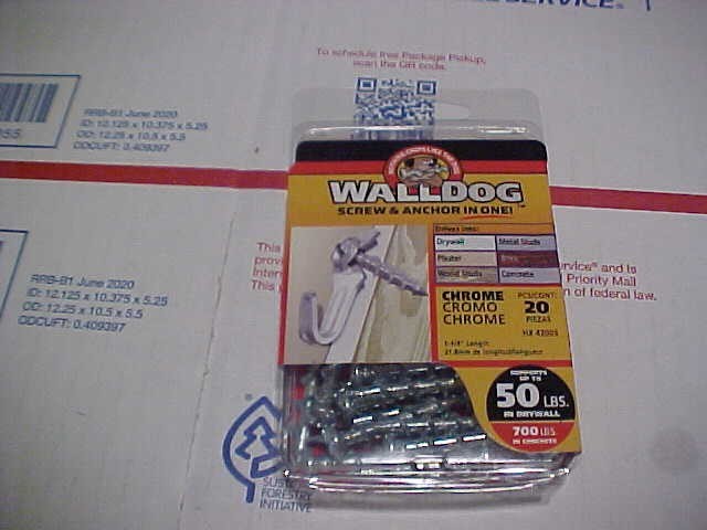 20 pack Wall Dog Screws Chrome 1-1/4 with free shipping