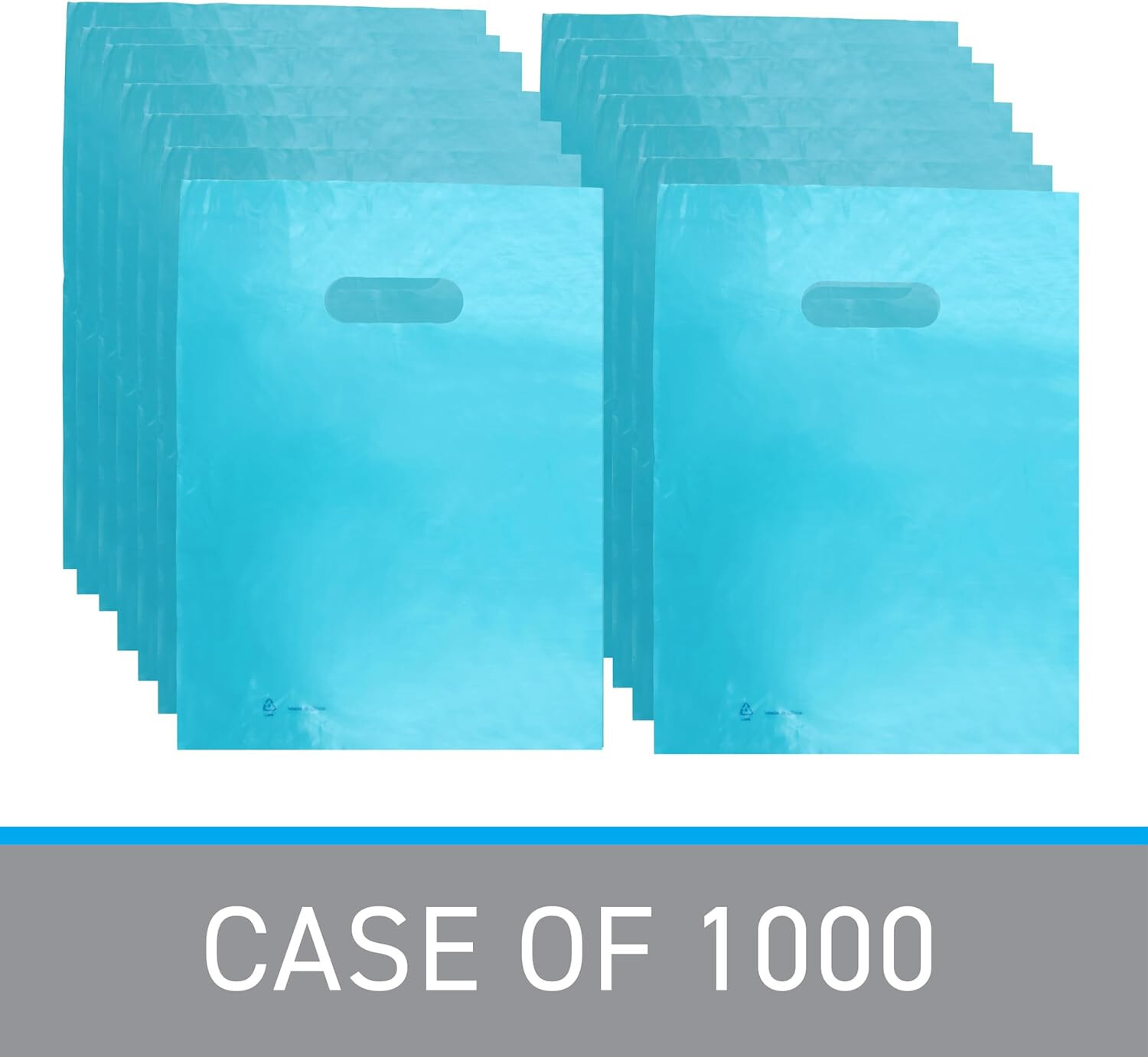 Plastic Bags 1000 Blue Shopping Merchandise Die Cut Handles 9 x 12″ Diecut