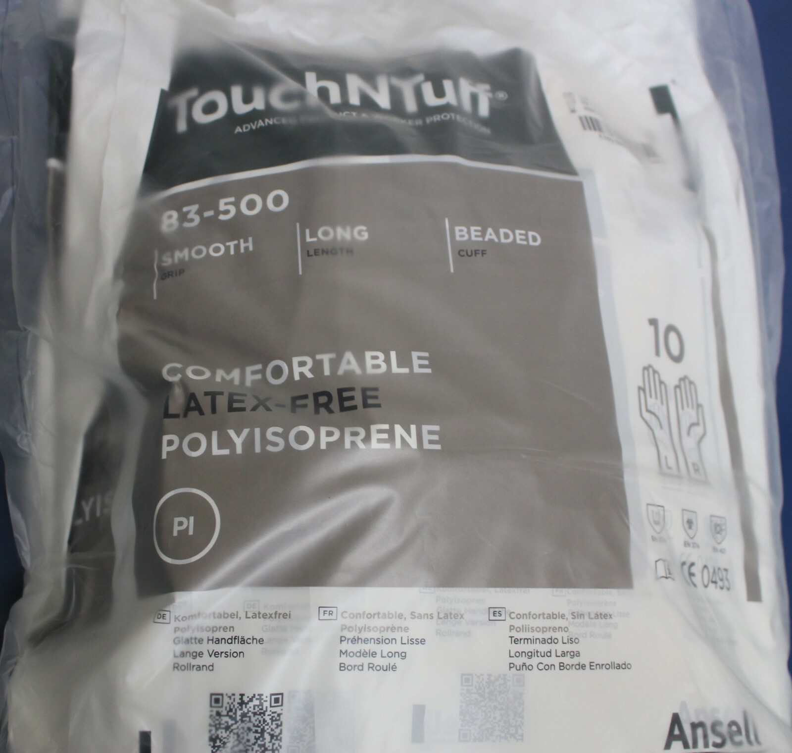 Ansell TouchNTuff 83-500, Polyisoprene Gloves Latex-Free 200 pair/pk (2021-12)