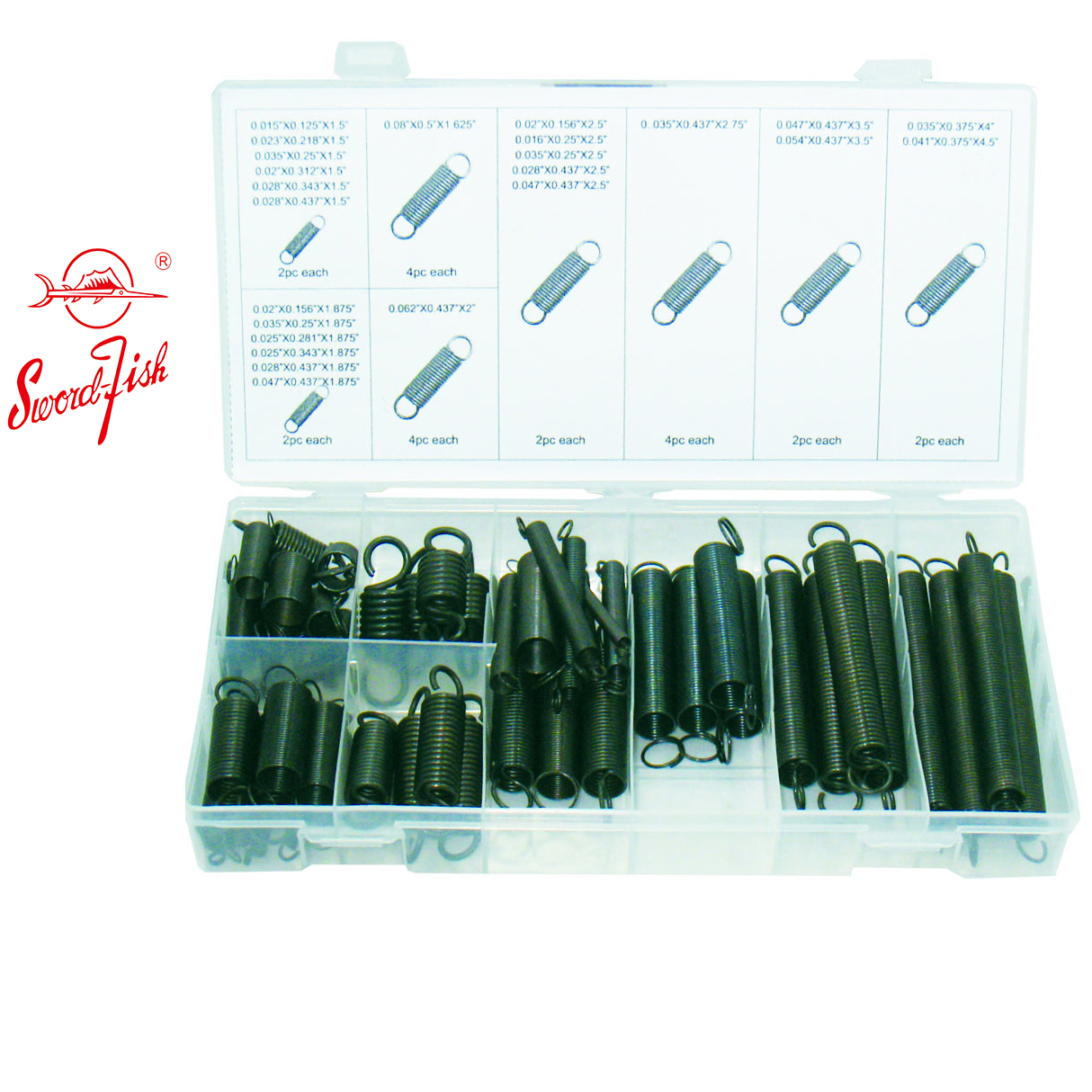 Swordfish 32020 – 54pc Black Oxide Finish Steel Extension Spring Assortment