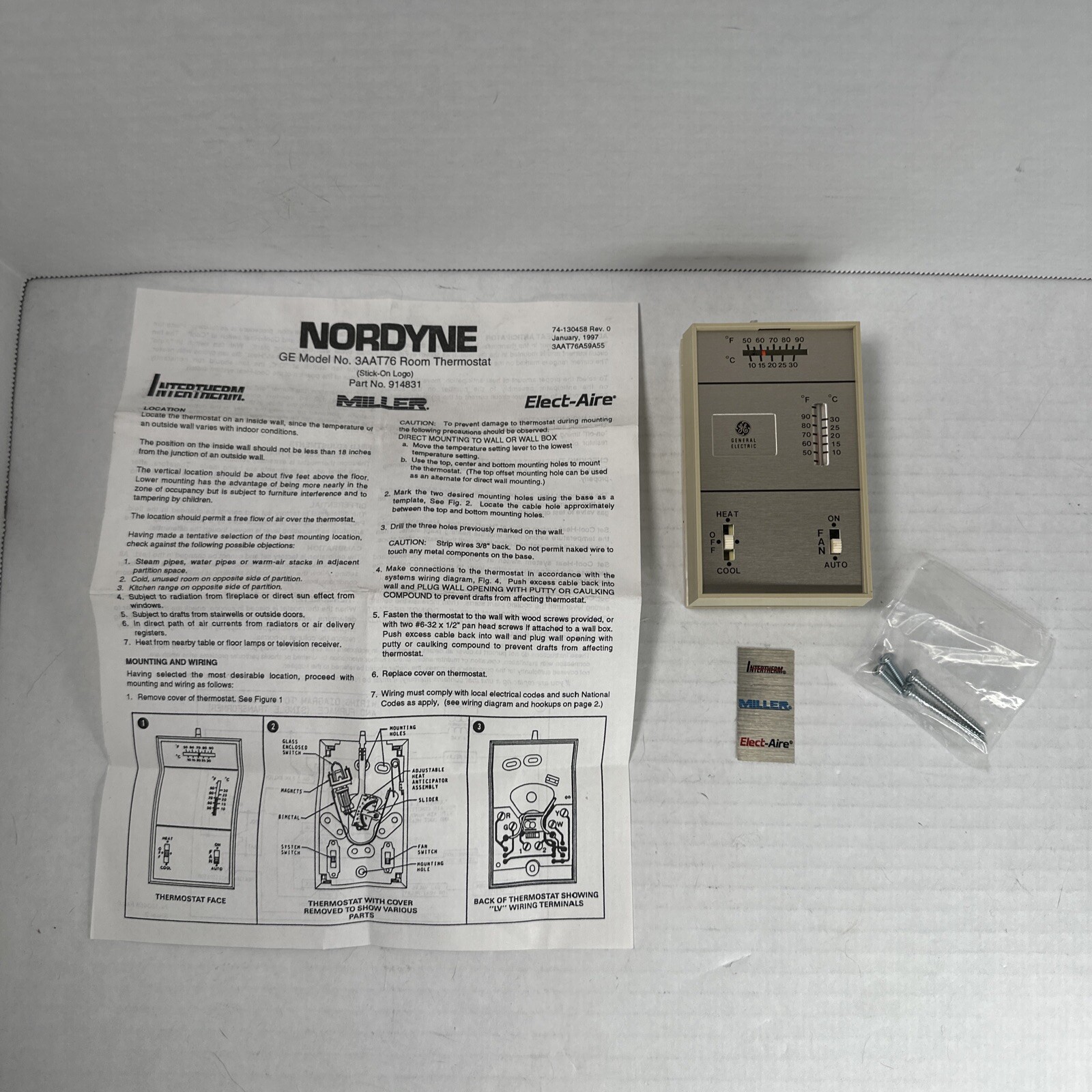 NEW GE 3AAT76 Thermostat Nordyne 914831 3AAT76A59A55
