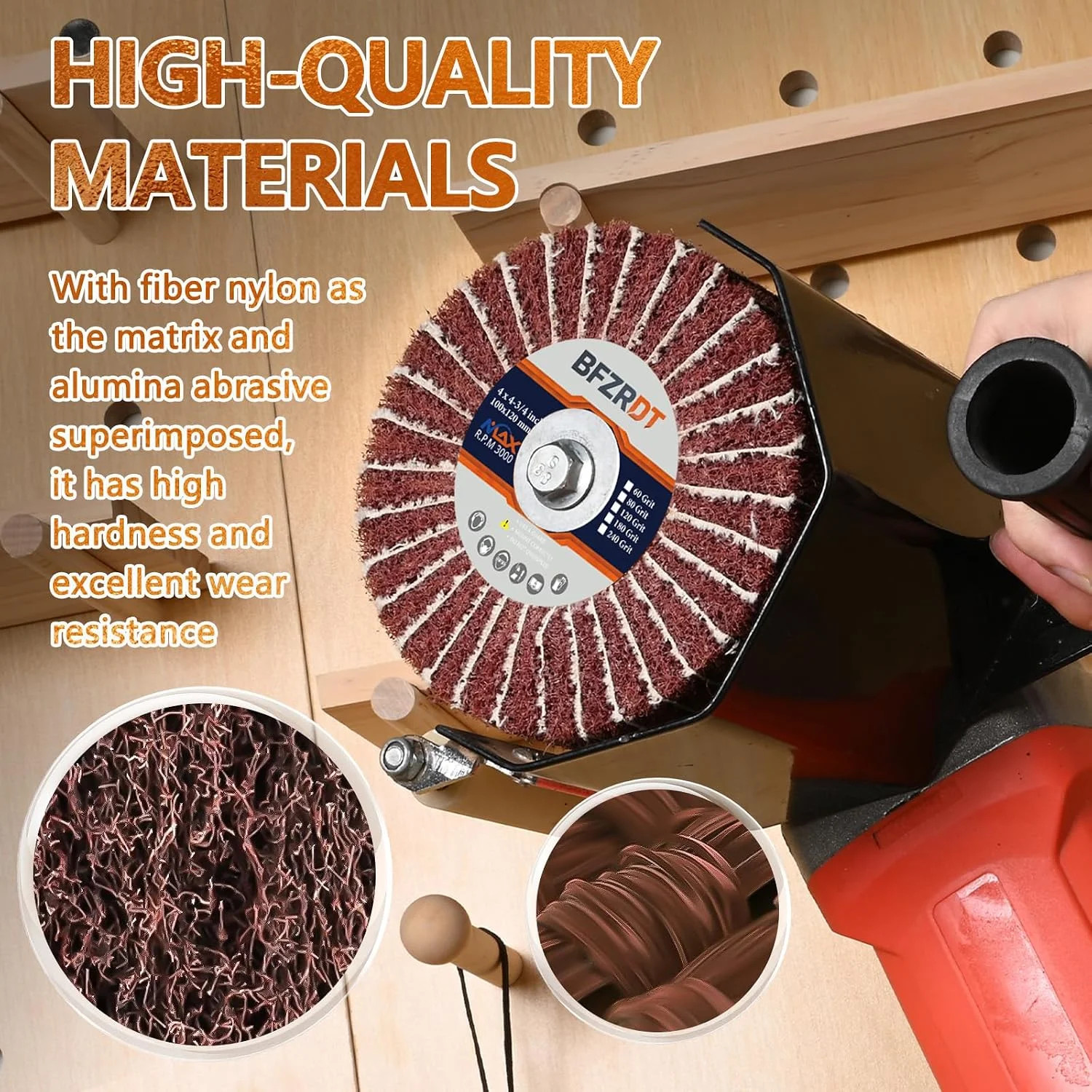 4 Pcs Non-Woven Wheel Surface Conditioning Tool, 4.7″x 4″ Burnishing Drums | 60