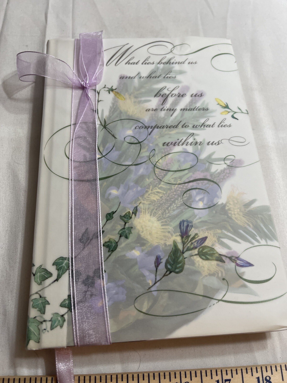 Floral Cover Blank Lined Journal Diary Sea Foam Bound Notebook 7” x 9.5”