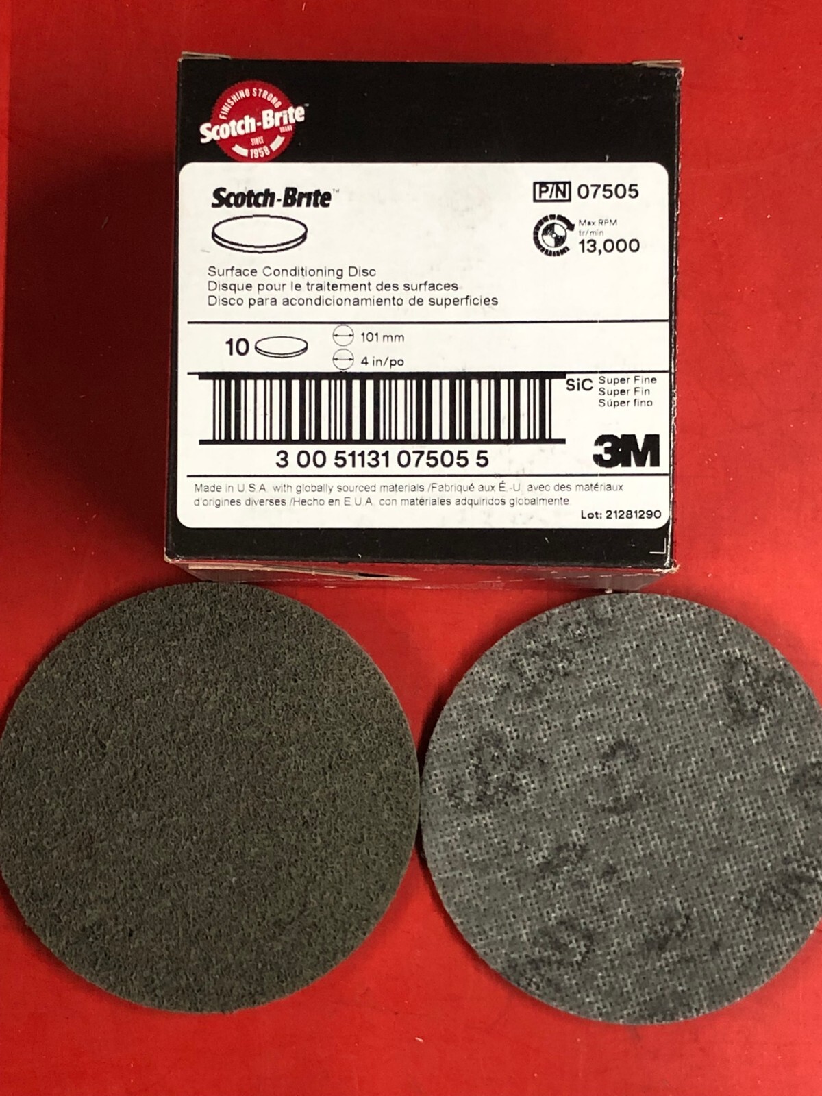 3M 07505 SCOTCH-BRITE 4″ SURFACE CONDITIONING (10) DISCS SiC SUPER FINE GRIT