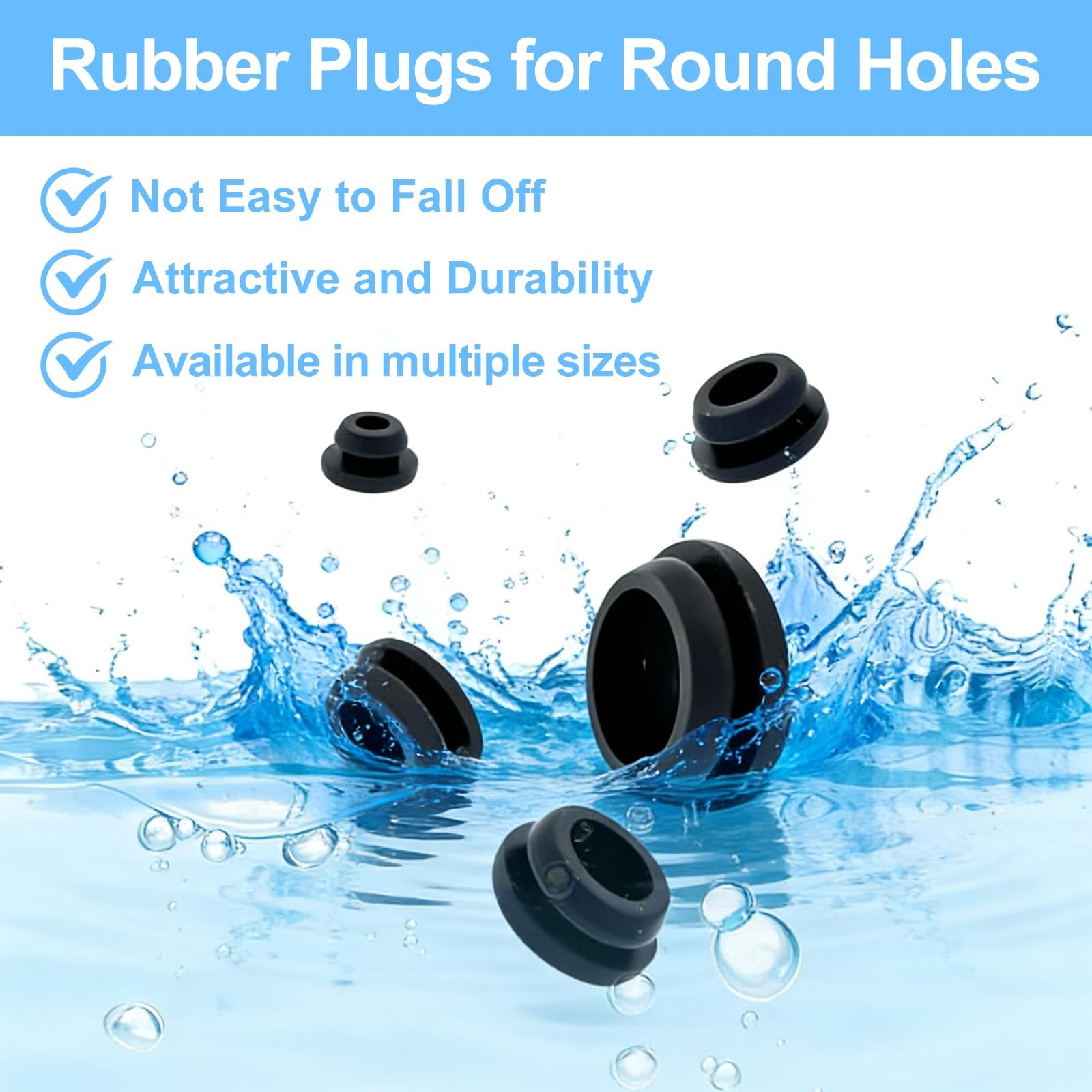 125Pcs Rubber Plugs for Round Holes, Durable and Long Service Life, 8 Sizes H…